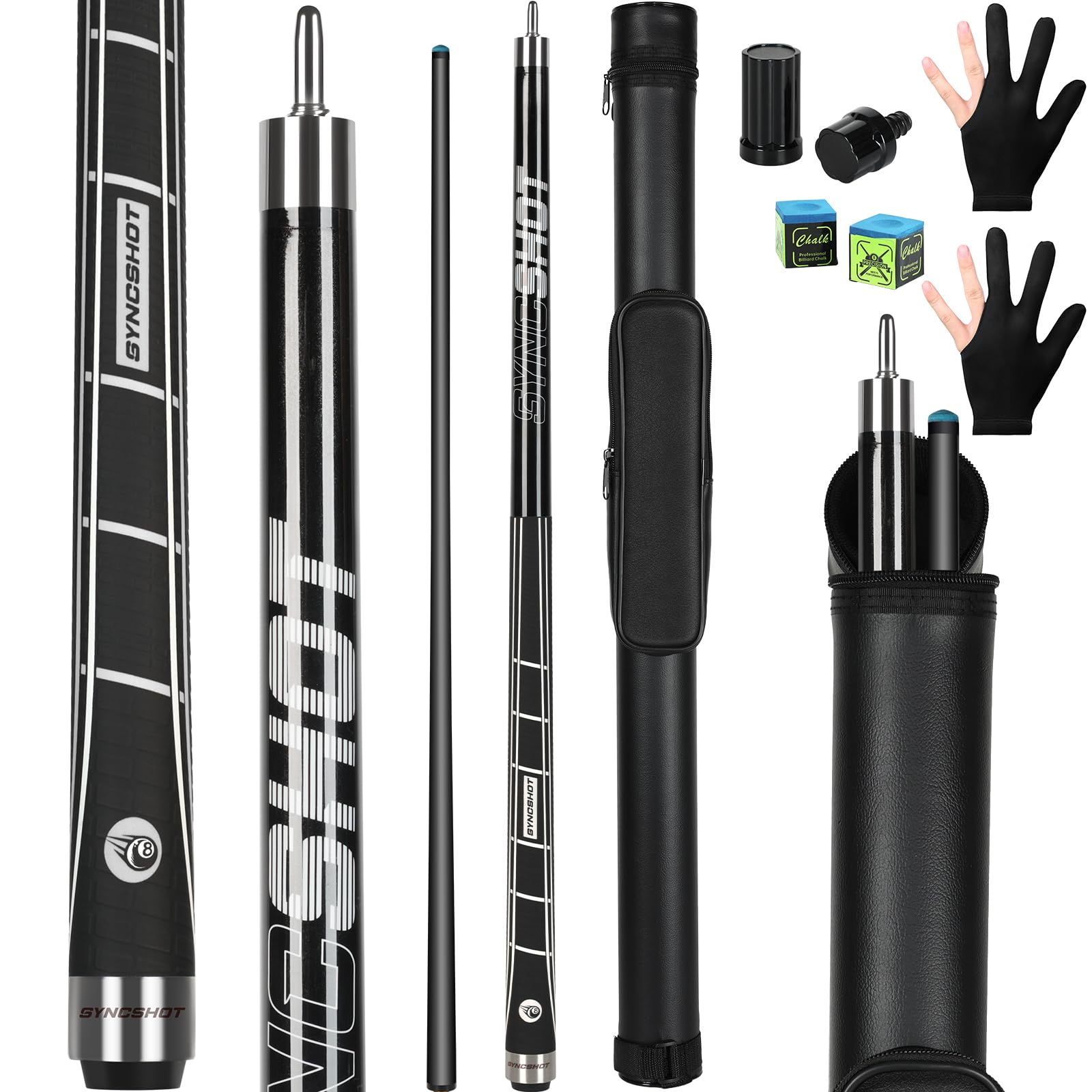 Horse Carbon Fiber Pool Cue Stick 58" Professional Pool Sticks for Adults Full Carbon Technology Tacos De Billiar Low Deflection Billiard Pool Table Cues 21oz Black