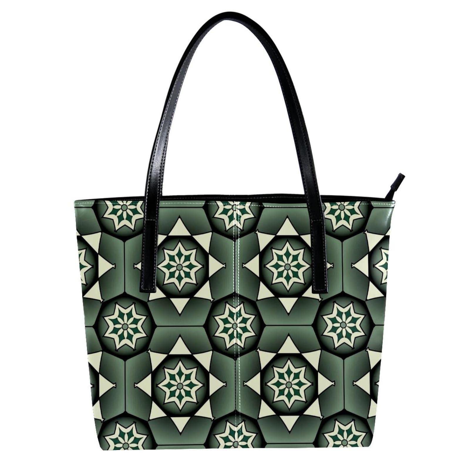 Bolso de mano de piel sintética con diseño de flores artísticas geométricas, Varios colores