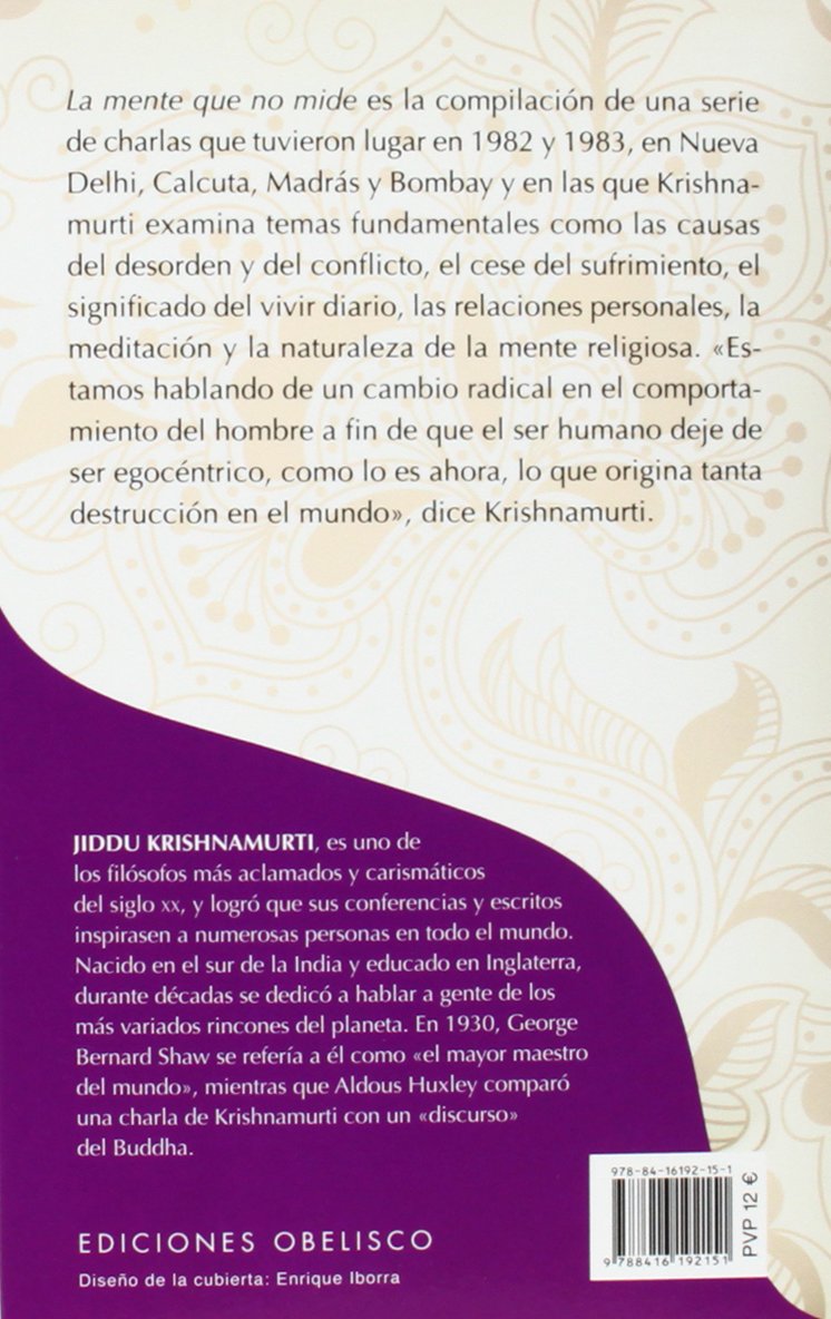 La mente que no mide (ESPIRITUALIDAD Y VIDA INTERIOR)