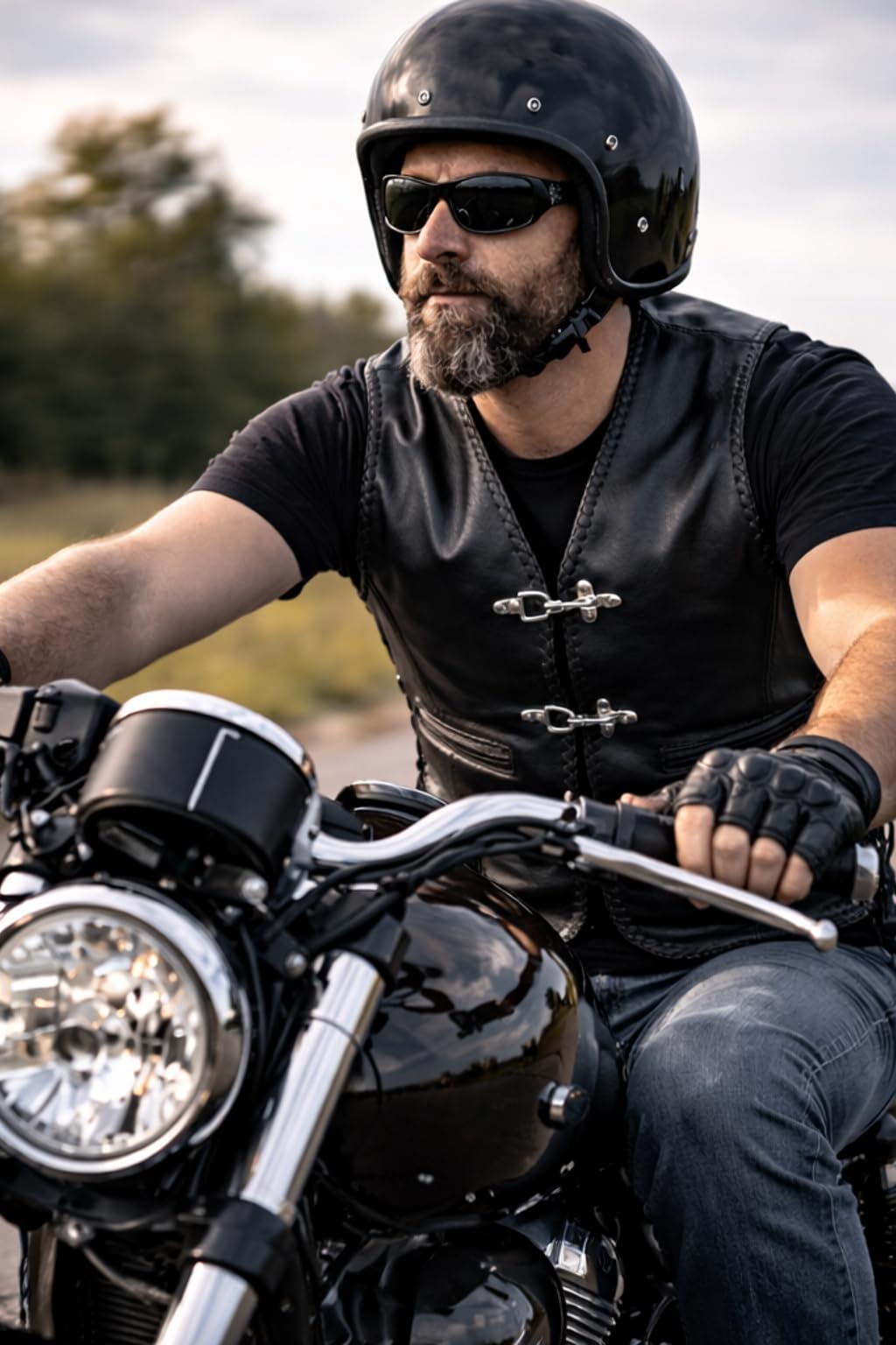 PAULGOS Lederweste Weste Kutte Leder Biker Rocker Motorrad Clubweste Bikerweste Motorradweste Schwarz BW6