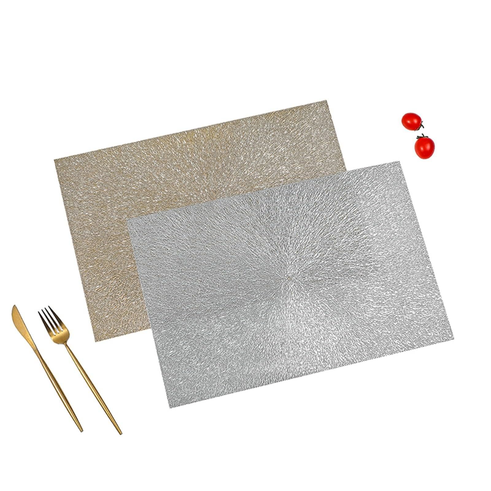 Set di 4 sottopiatti dorati, 45 x 30 cm, tovaglietta autunnale, tinta unita, rettangolare in PVC