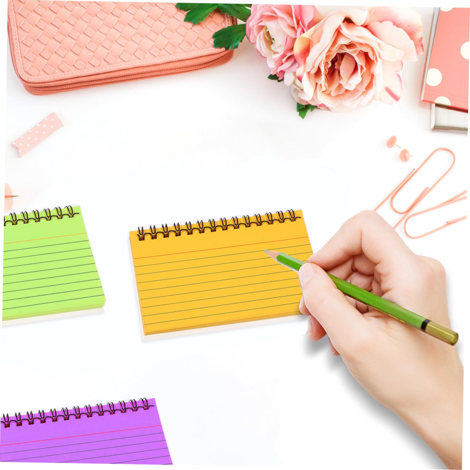 Lot de 10 Petits Cahiers Spirale Pages Lignées en Papier, Design Compact et Déchirure Facile, pour Étude en Classe et Prise de Notes Scolaire
