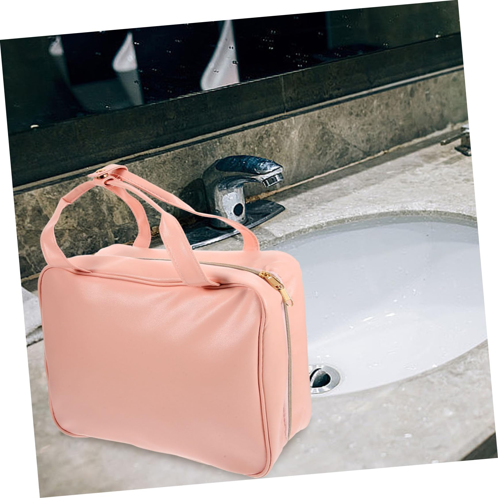 Trousse de Toilette en PU Rose à Suspendre, Capacité, Portable