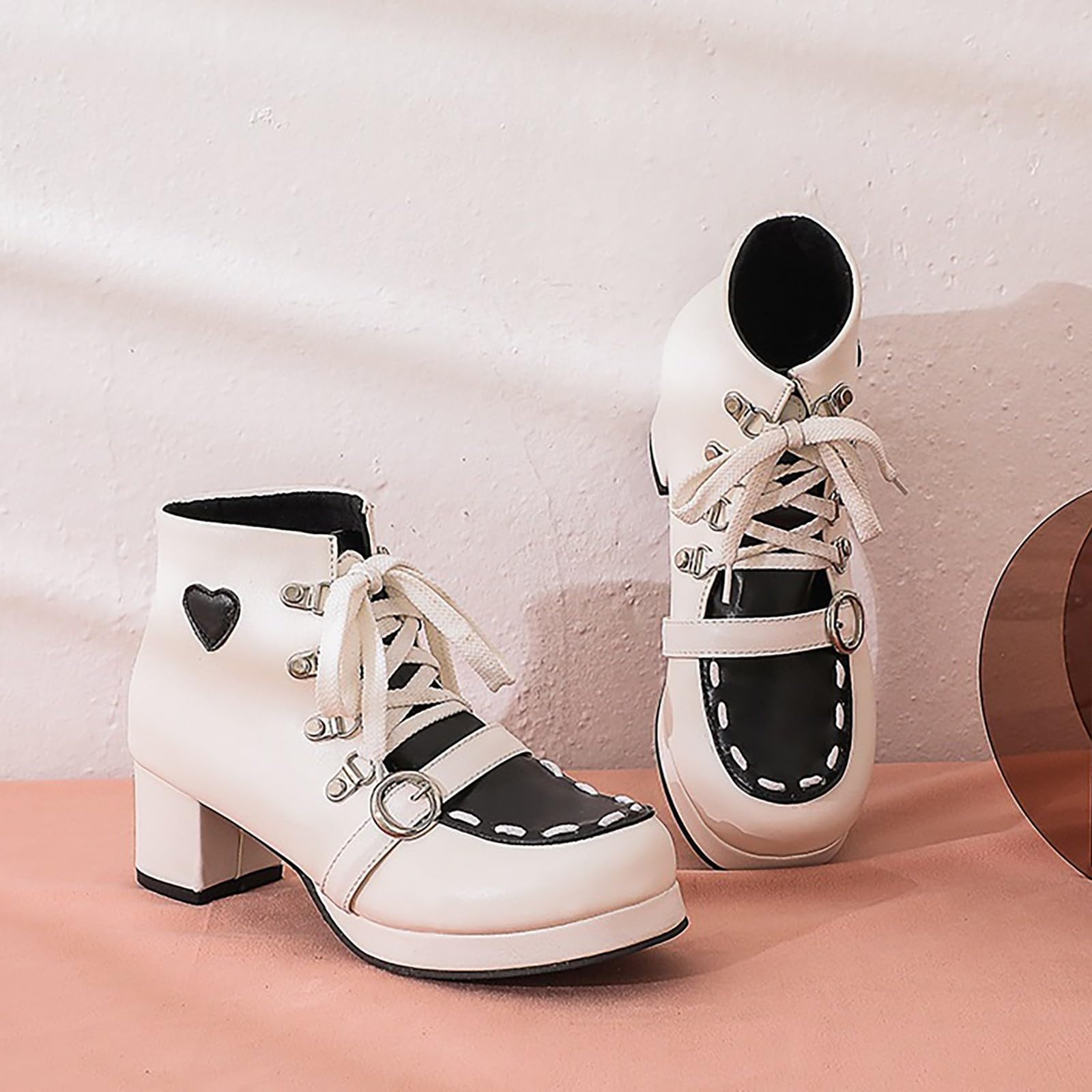 Genérico Botines Mujer Vestir con Cordones Plataforma Botas Punta Redonda Elegantes Zapatos Suaves Cómodas Caminar Bota Informales Antideslizantes Botin para Otoño Invierno Días Fríos y Uso Diario