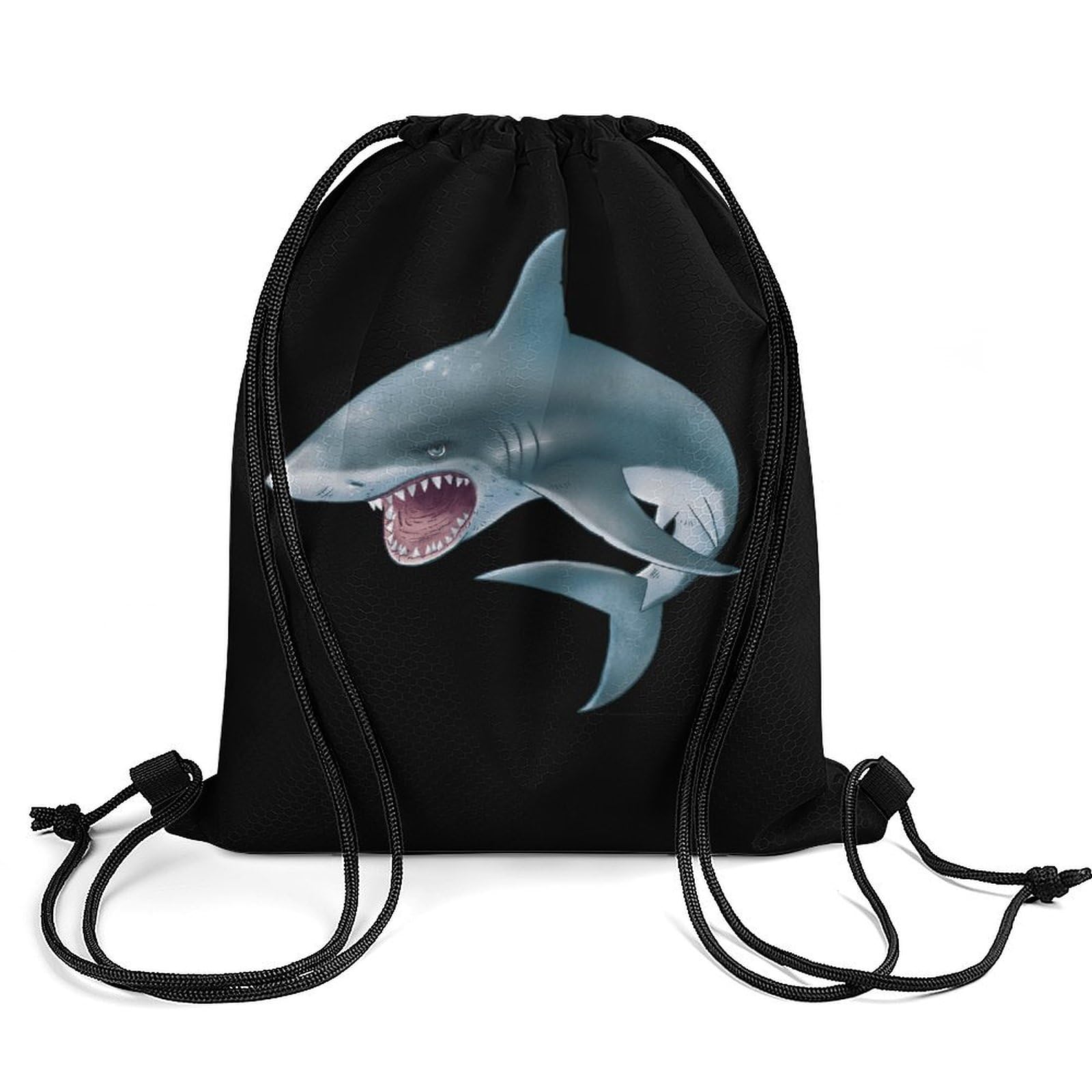 Blue Shark Drawstring Backpack Durable Sport Gym Bags Daypack for Men Women 35 * 42cm
