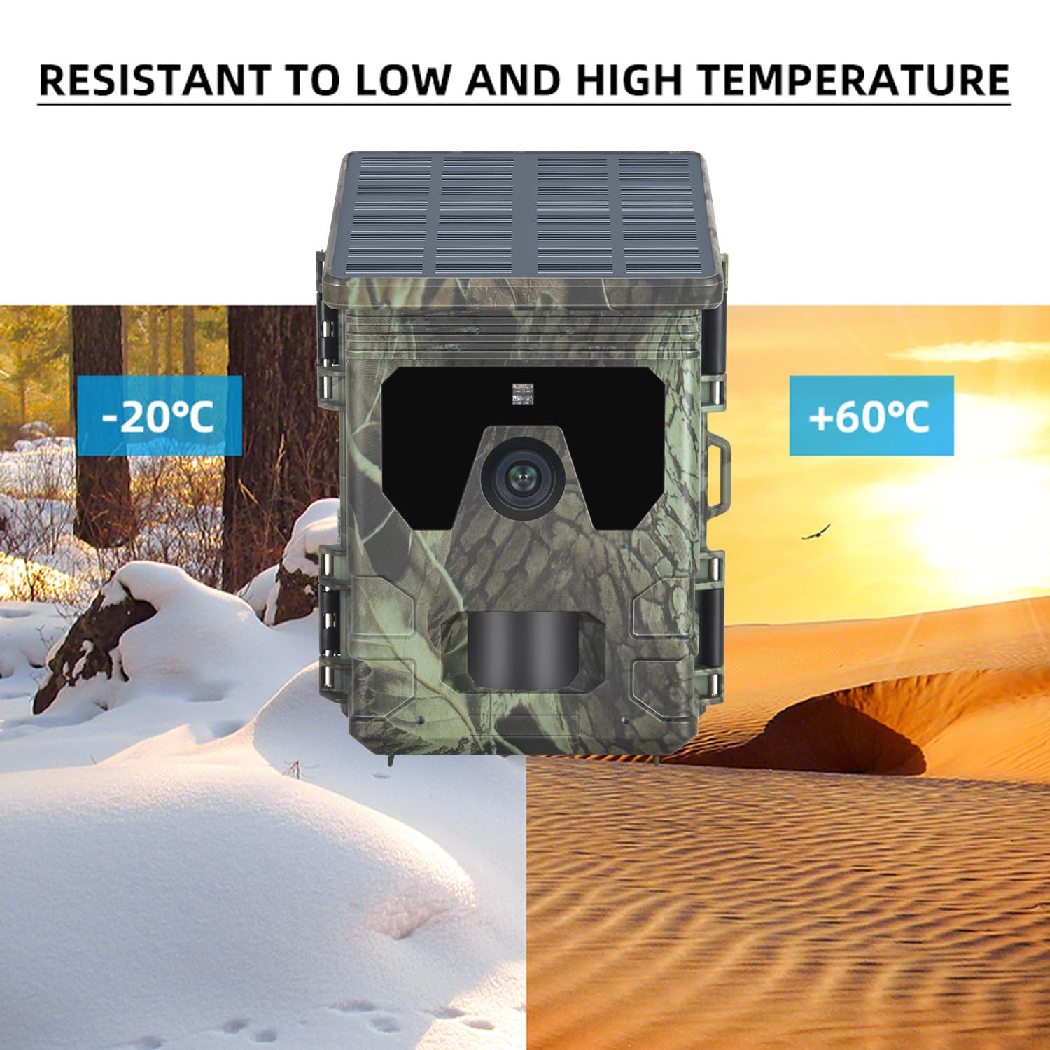 Caméra de chasse solaire 4 K 36 MP avec vision nocturne, déclenchement rapide 0,1 s, IP66 étanche, caméra de chasse pour surveillance de la faune avec carte micro SD 32 Go