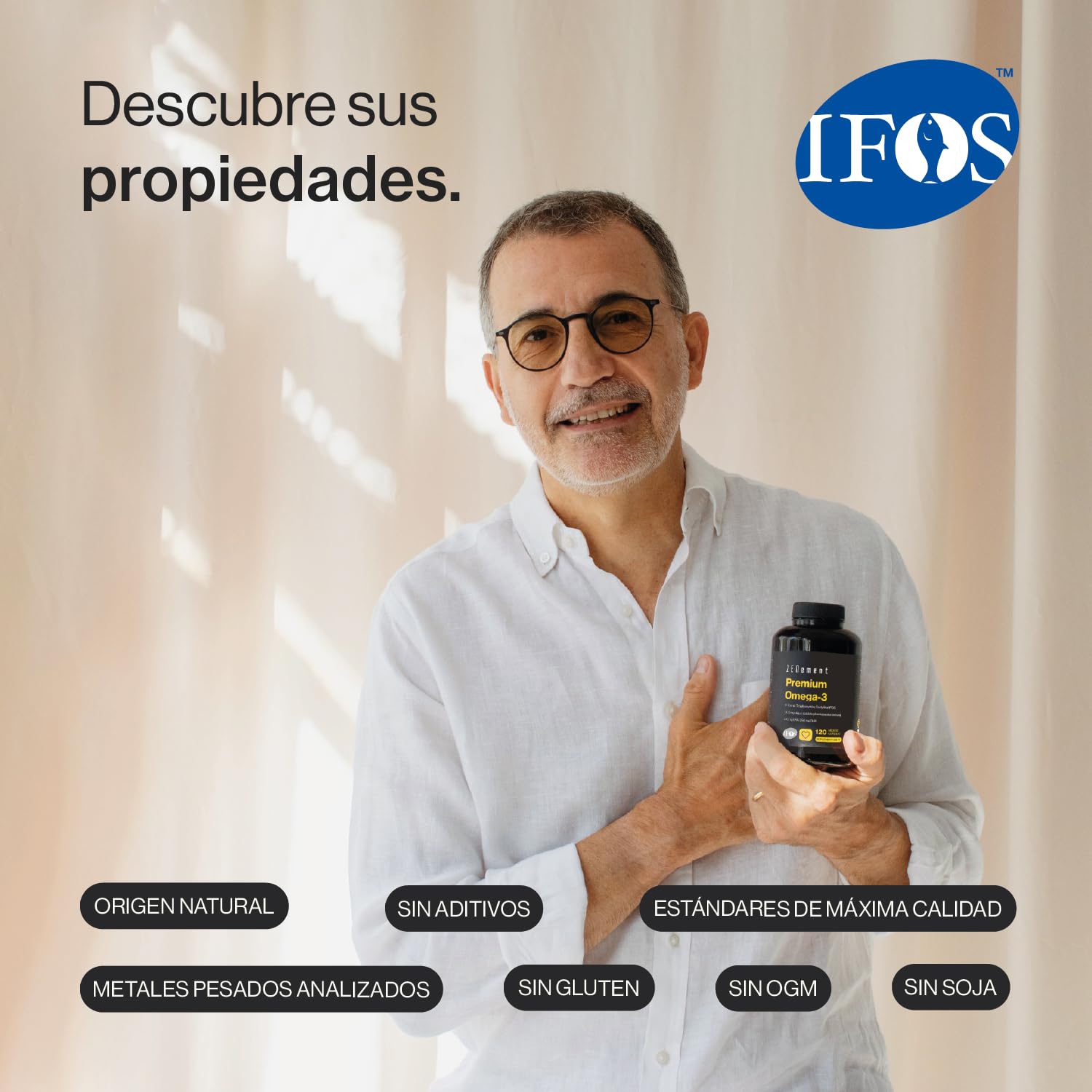 Premium Omega 3 IFOS Triglicéridos para Óptima Absorción – 1000 mg EPA + 500 mg DHA por Dosis – Aceite de Pescado Salvaje Certificado FOS – 120 Cápsulas Blandas
