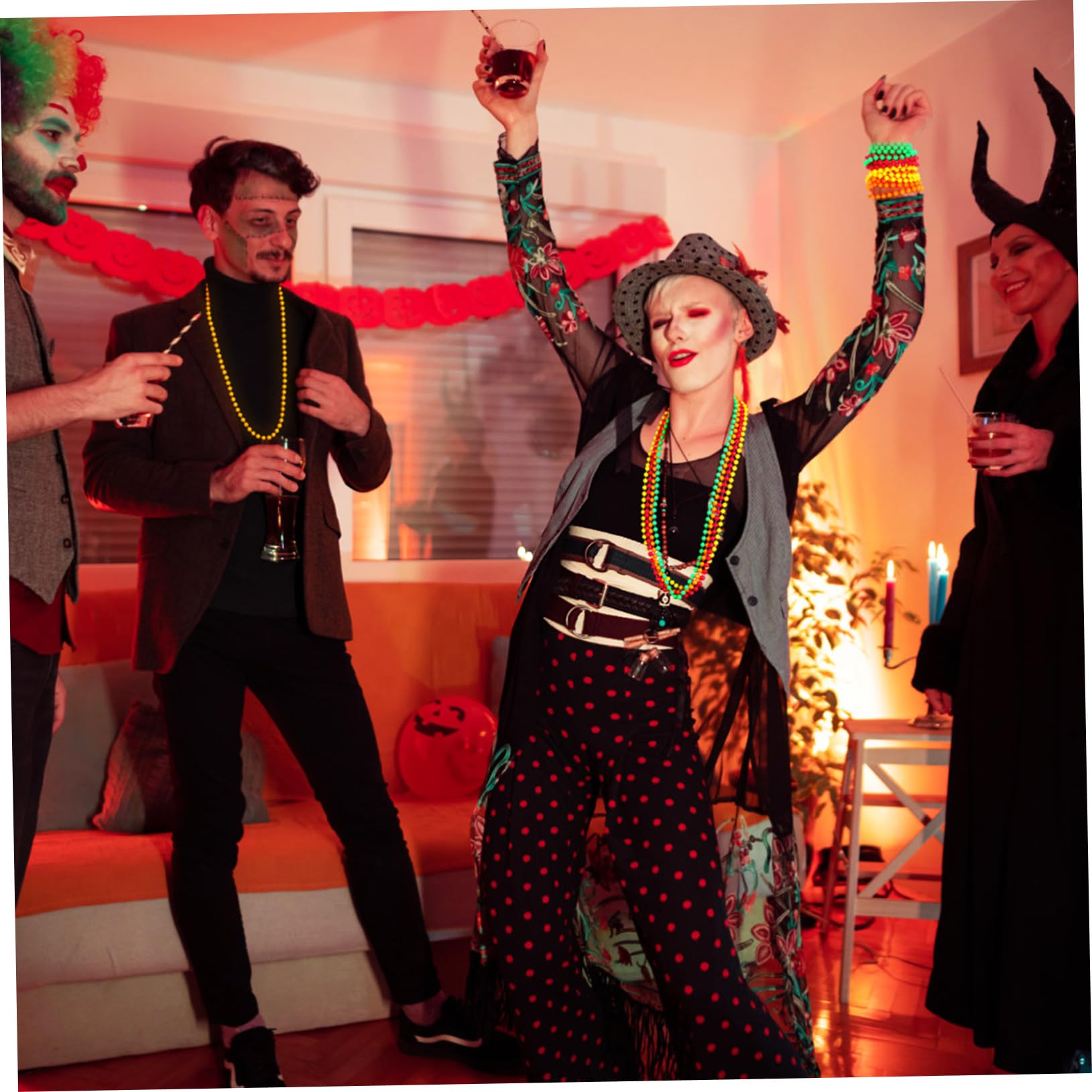 TOYANDONA 48 Collane Neon Fluorescenti in Plastica per Feste Tema Anni Accessori Party Resistenti e Riutilizzabili per Balli Disco e Regali Party