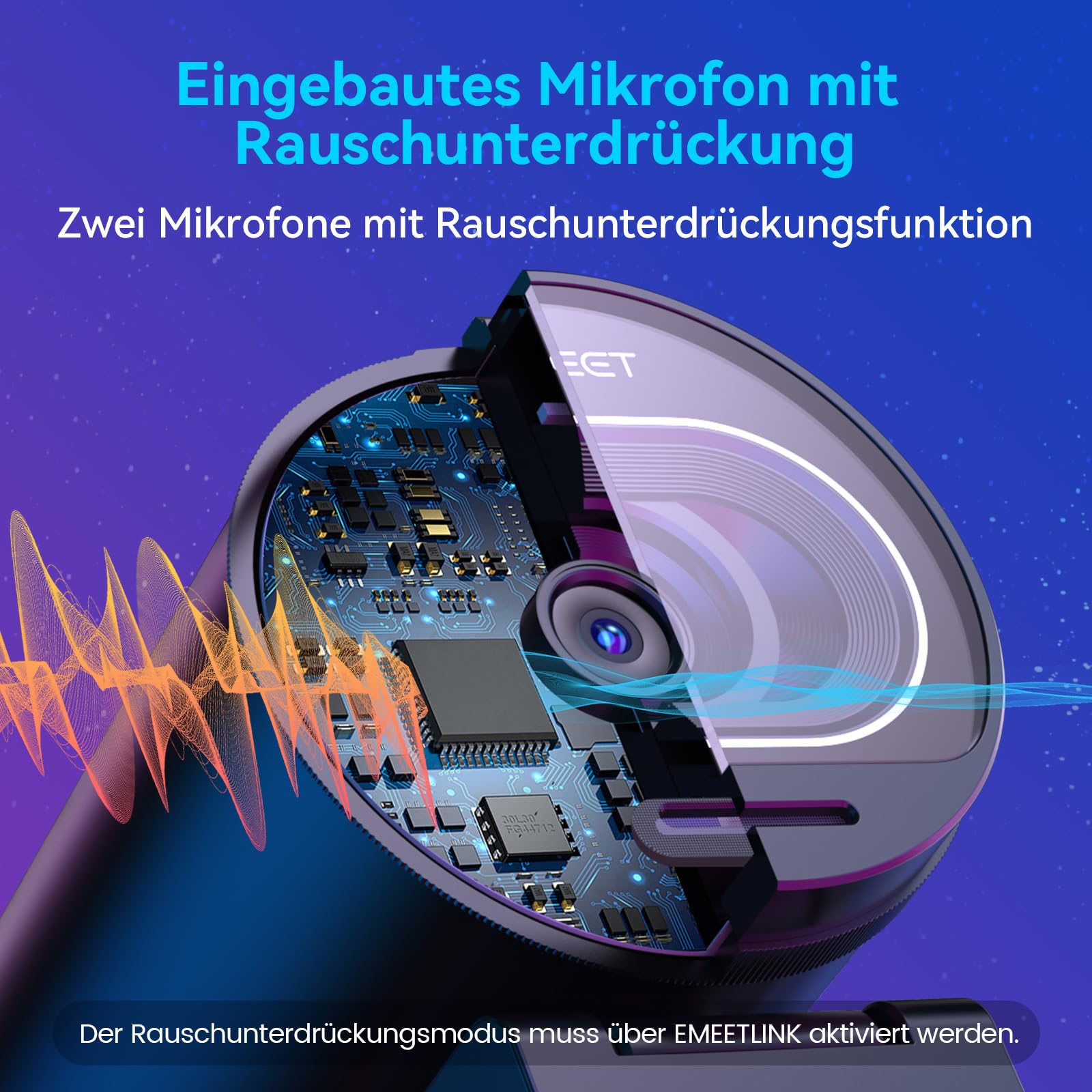 EMEET Webcam 4K S600, 1080P Webcam für PC mit Mikrofon, PDAF Autofokus, Lichtkorrektur, 73° Sichtfeld, Datenschutzabdeckung, Plug&Play, Web cam mit mikrofon für Zoom, Mac, Laptop, Teams, Konferenz