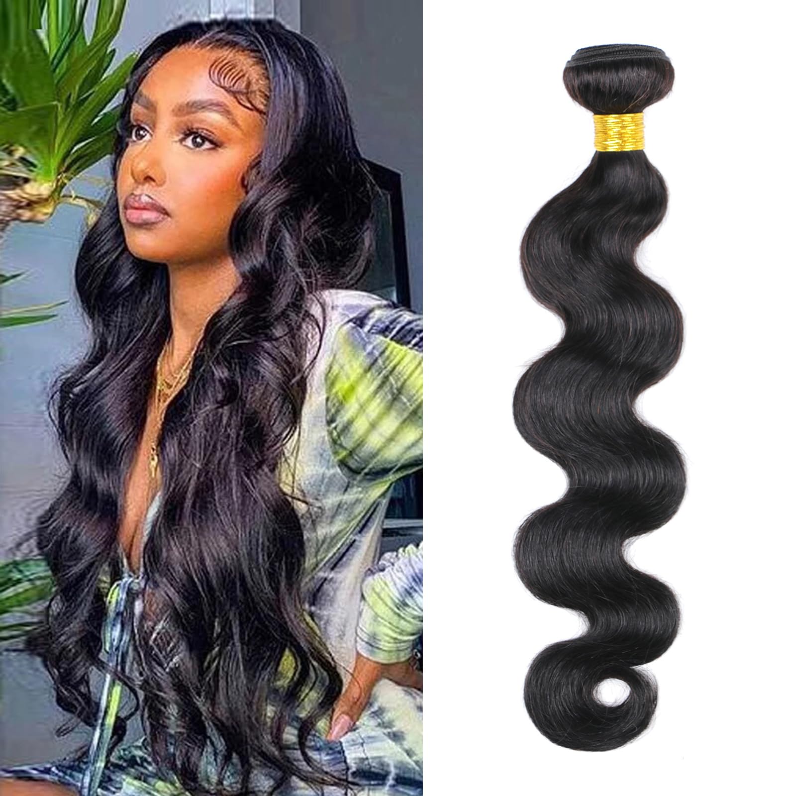 Body Wave 1 Bundle Weave Bundles Human Hair 10A Grade 100% Unprocessed Brazilian Human Hair Double Weft no Tangle Shedding Total 100g Natural Color 16 Inch