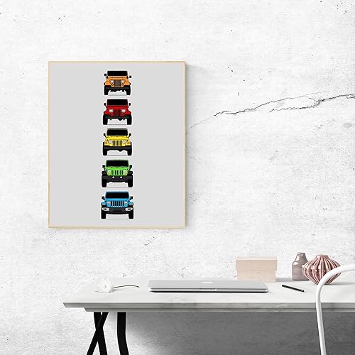 Miniatura 34 de Handmade Poster compatible with Jeep Wrangler Generations and Print of CJ, YJ, TJ, JK, JL - White, 11x14" Satin Print (Unframed) - Gift for Car