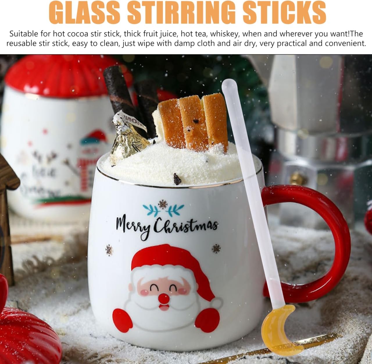 Solustre Glass Drink Stir Sticks 5 Pcs Reusable Swizzle Sticks