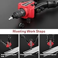 Vista 5 de Eastvolt Herramienta de tuerca de remache, remache de mano 3 en 1, pistola de remache, herramienta de tuerca de remache 3 en 1, incluye 60 tuercas