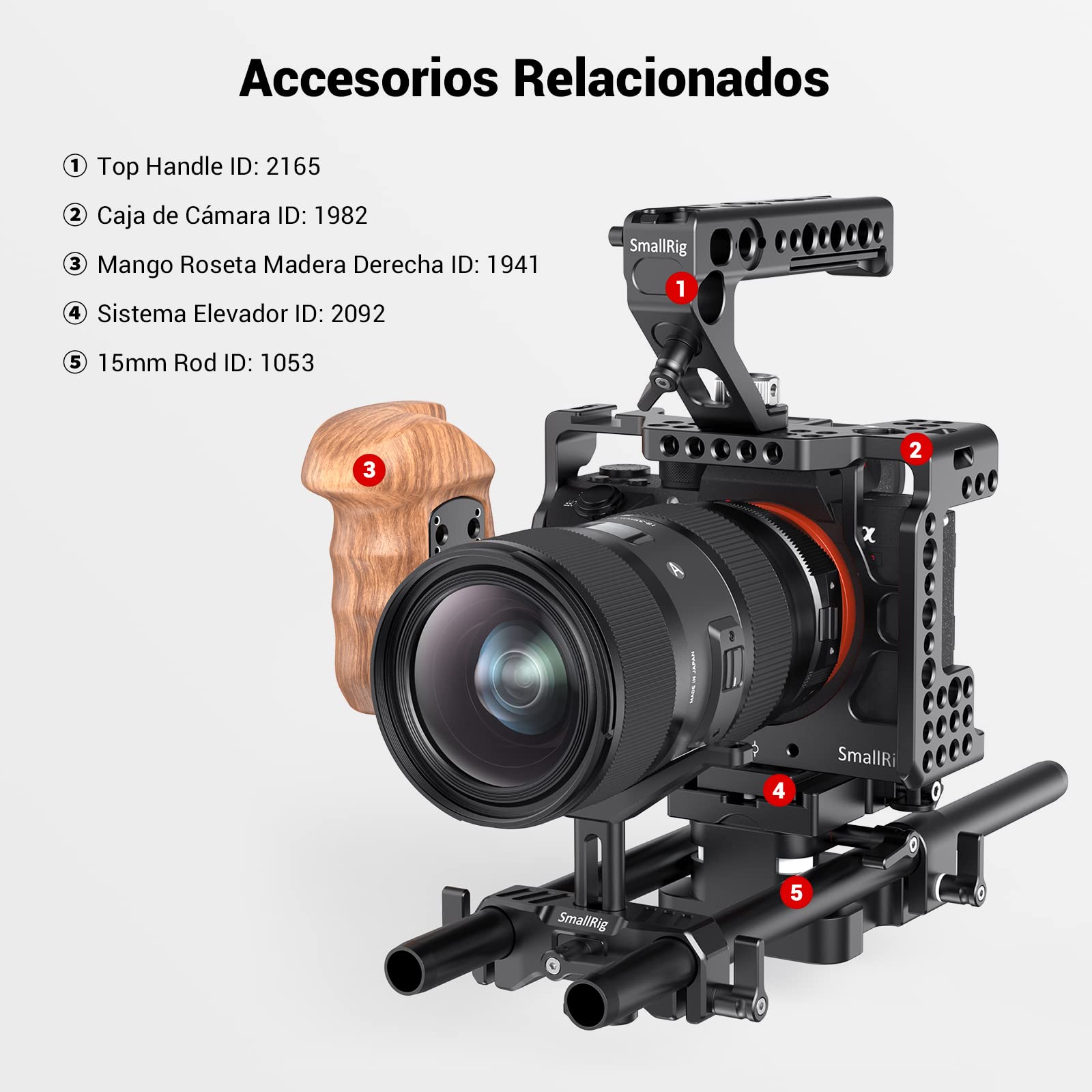 (Nueva VERSIÓN) SMALLRIG LWS 15mm Lens Support Soporte Lente Compatible con Lente de 50mm a 140mm de Diámetro para Lente Larga - BSL2680