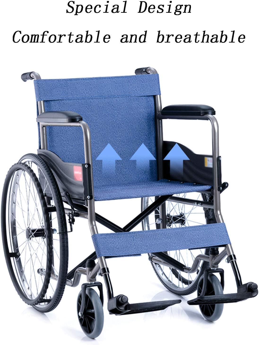 Silla de Ruedas Deo Silla de Ruedas de Transporte Silla de Ruedas Manual Ligera Y Plegable/Blue