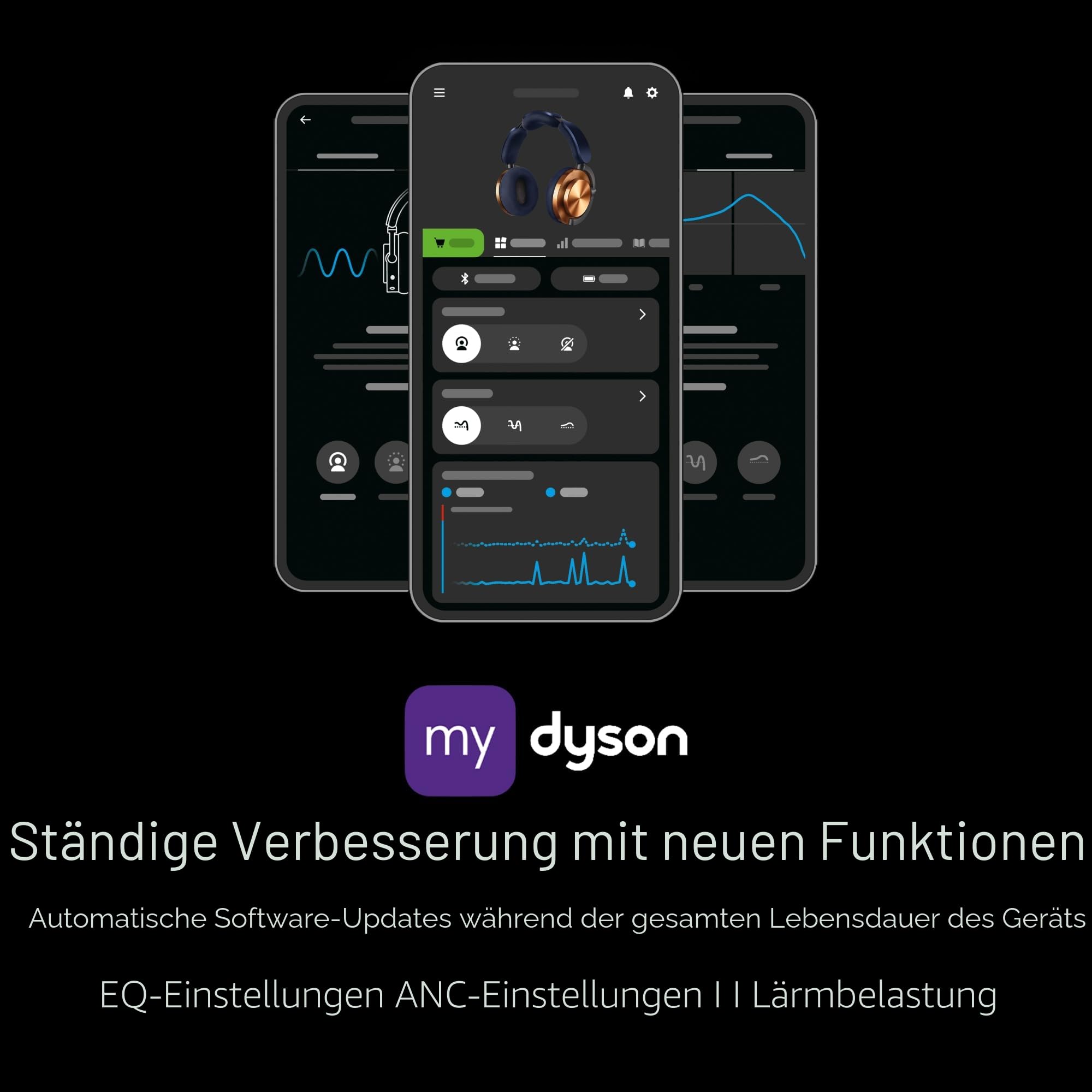 Dyson OnTrac™ kabelloser Kopfhörer mit aktiver Geräuschunterdrückung und bis zu 55 Stunden Akkulaufzeit - Nachtblau/Kupfer