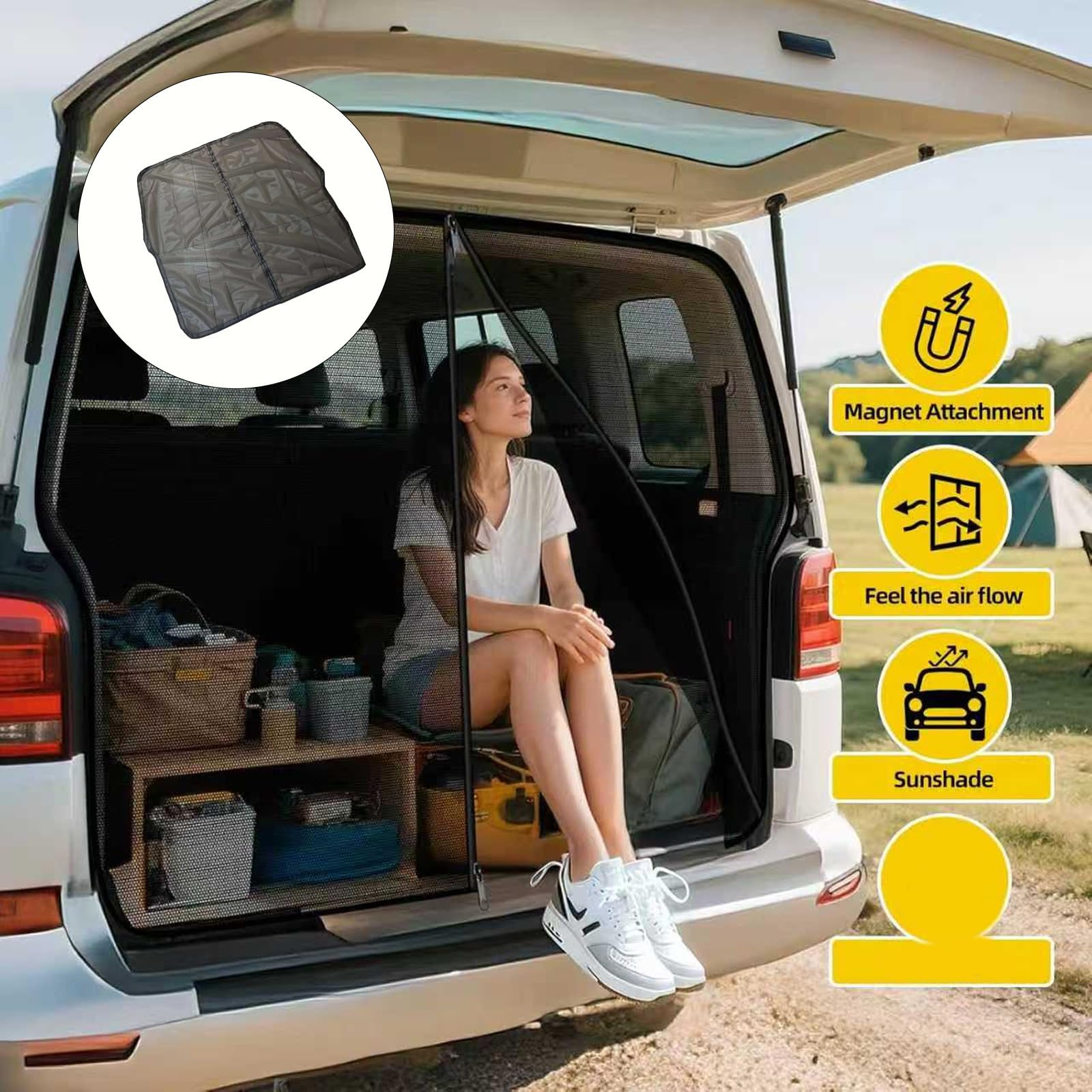 Rideau de porte pour camping-car, protection UV et installation facile de sécurité permanente pour fenêtre
