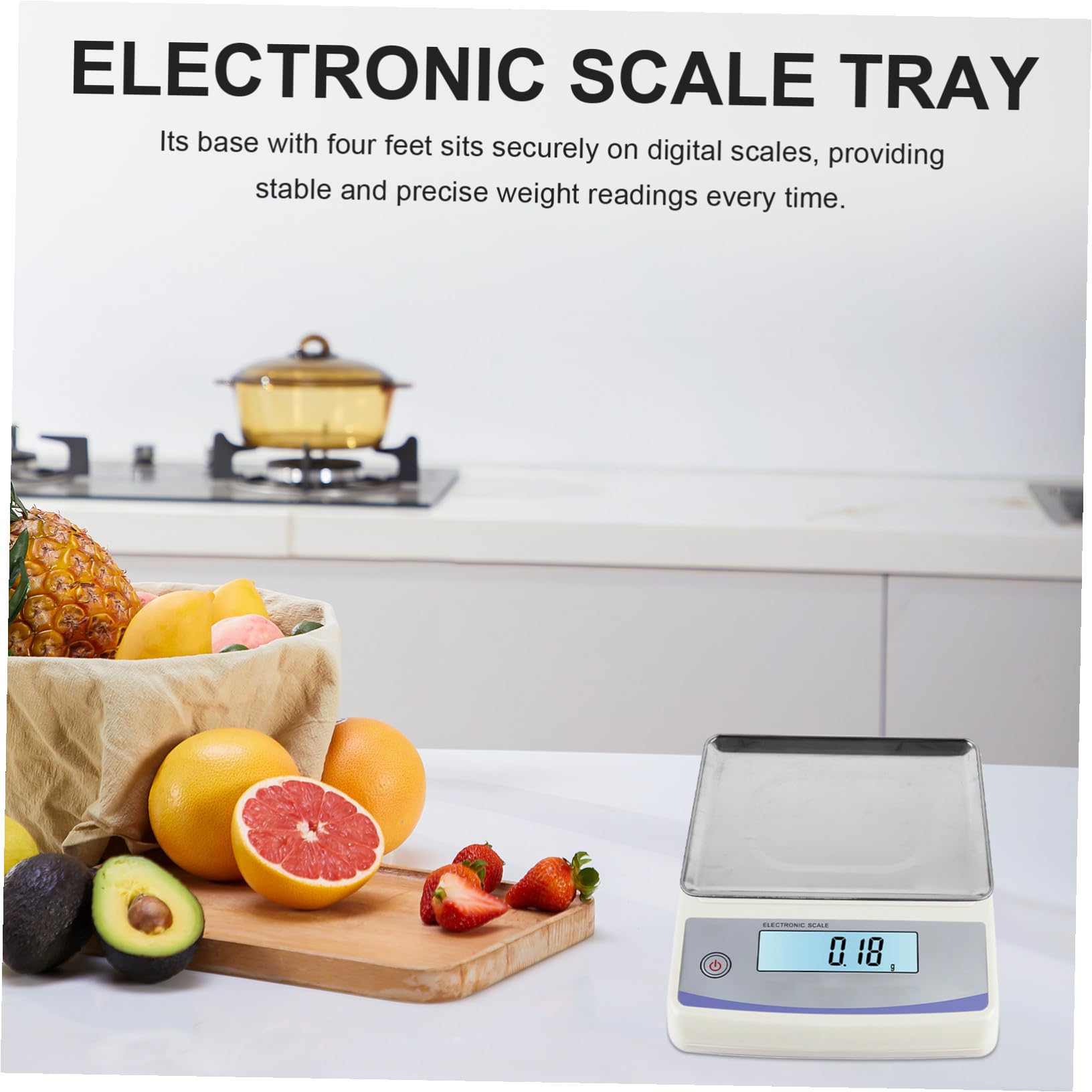 TOYANDONA Wägeschale aus Rostfreiem Edelstahl Präzise Digitale Waagenschale mit Rechteckiger Form und Vier Füßen Universalzubehör für 30kg Waagen im Modernen Design