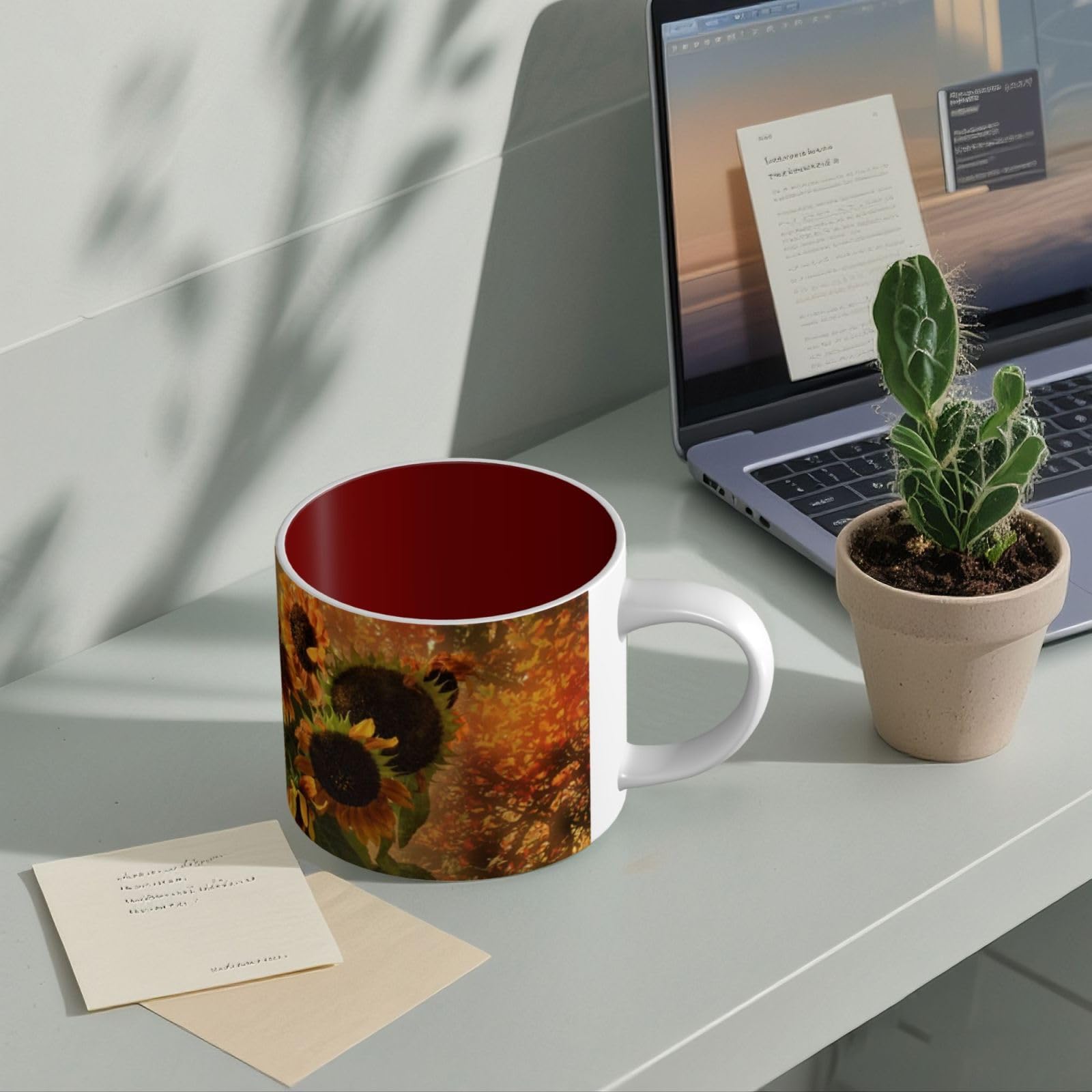 Wazon słonecznik drukowane kubki ceramiczne o dużej pojemności kubek do kawy
