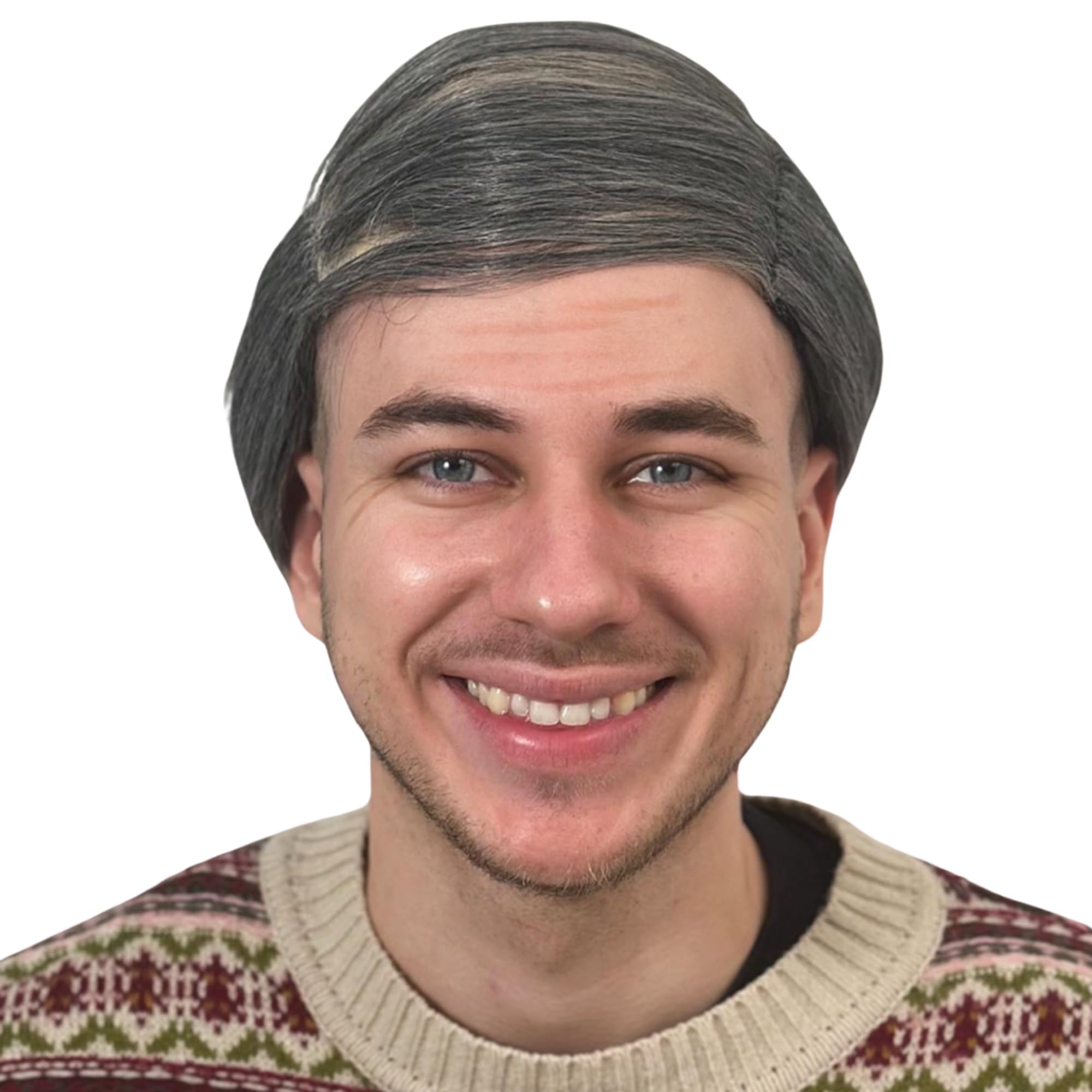 ALLAURA Old Man Costume Albert Bald Wig - Combover Grey Costume Wig - Riff Raff Old Man