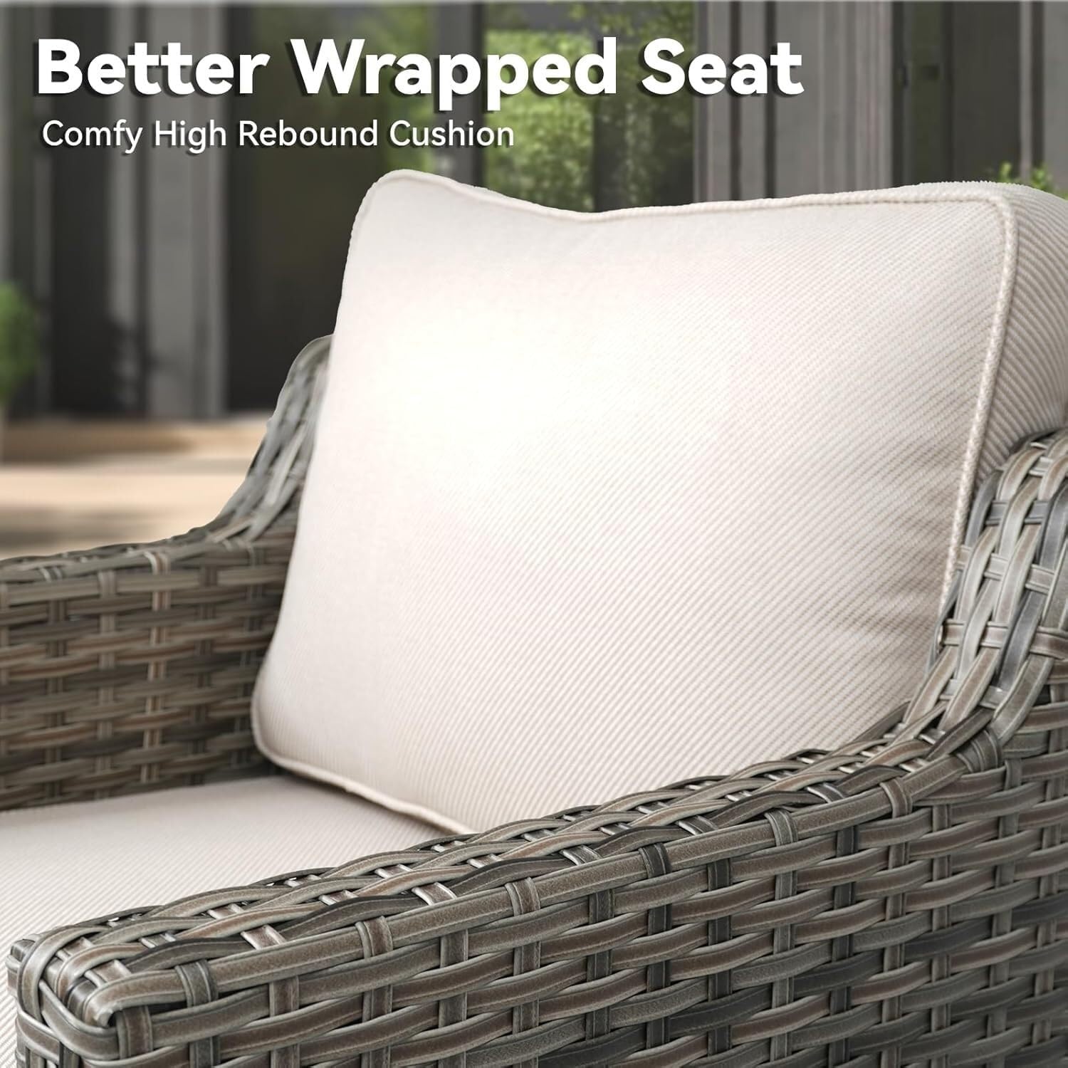 Relaxed Furniture Combination, Sofa with Rattan Swivel Chair, Suitable for The Yard and Garden, (Blue, Beige)(Beige,7PCS-Wicker Chairs+Sofa)