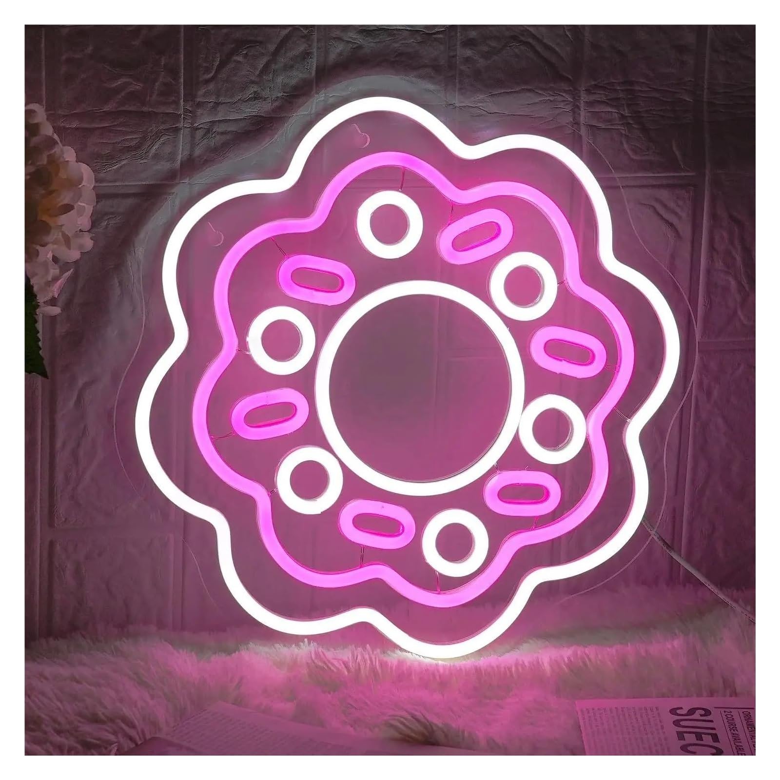 LEMST Sign Lamp Donut Neon, Suitable for Kitchen, Bakery, Food Neon Sign,Suitable for Living Room, Birthday Party 30x30cm
