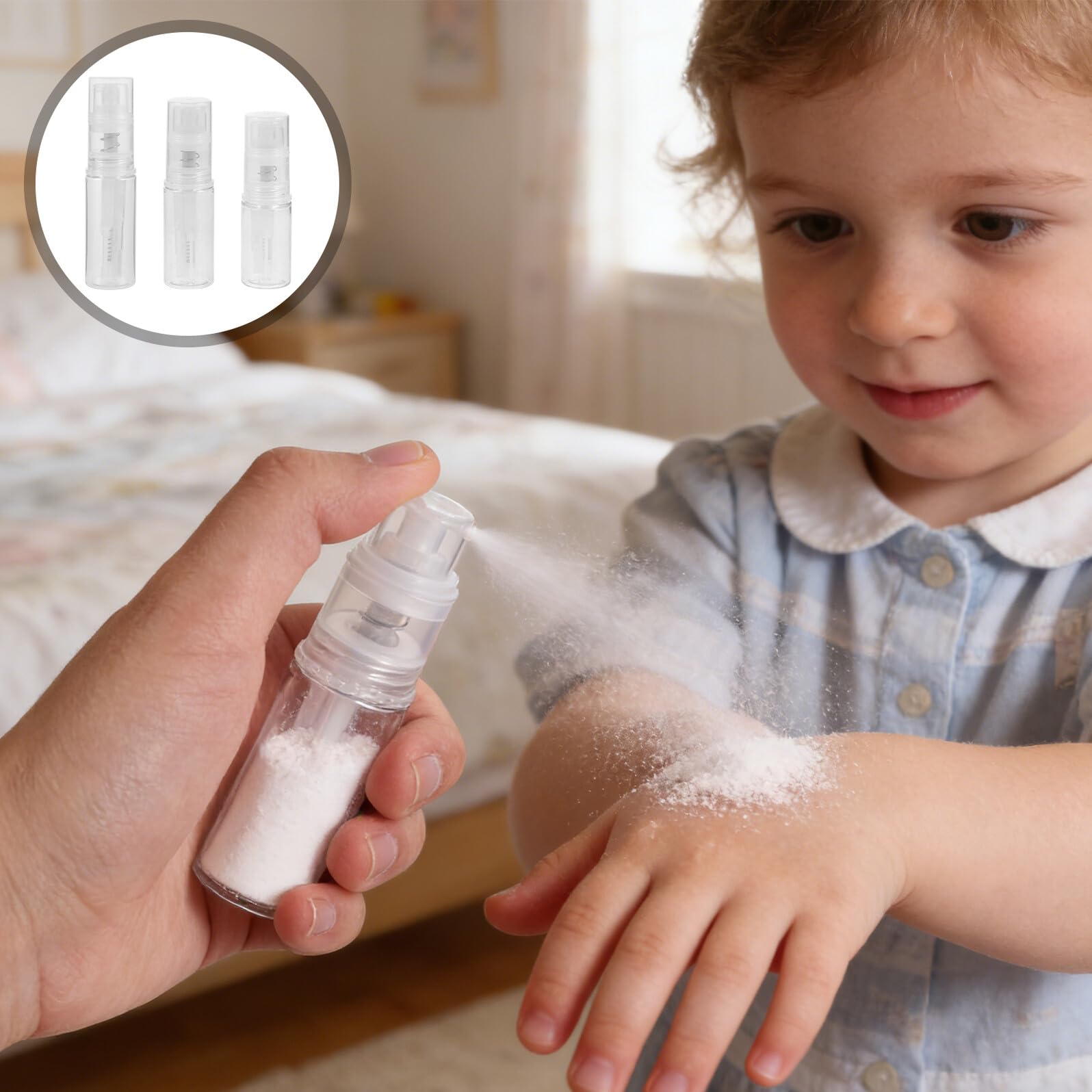 3 Sztuki Częściowy Przezroczysty Przenośny Atomizer Do Pudru Wielokrotnego Napełniania Łatwy Użyciu Aplikator Do Włosów i Spray Antypotowy Idealny Pielęgnacji i Podróży