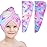 Basumee Microfiber Hair Towel Wrap for Kids 2 Pack Rapid Drying Hair Towel with Button Hair Turbans for Wet Hair Wraps Head Towel Wrap for Women and Girls, Colorful Unicorn
