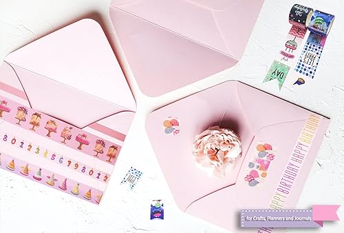 Miniatura 4 de Juego de cinta washi con temática de feliz cumpleaños, ideal para adultos y niños (10 rollos), cinta adhesiva decorativa para fiestas de cumpleaños,