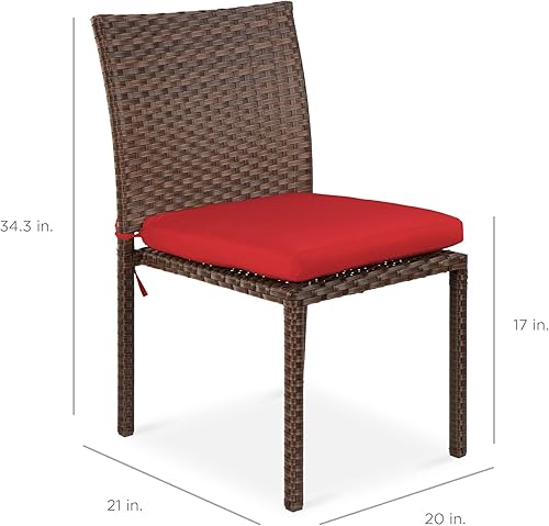Miniatura 3 de Best Choice Products Juego de 4 sillas apilables de mimbre para patio al aire libre con cojines acabado resistente a los rayos UV y marco de acero