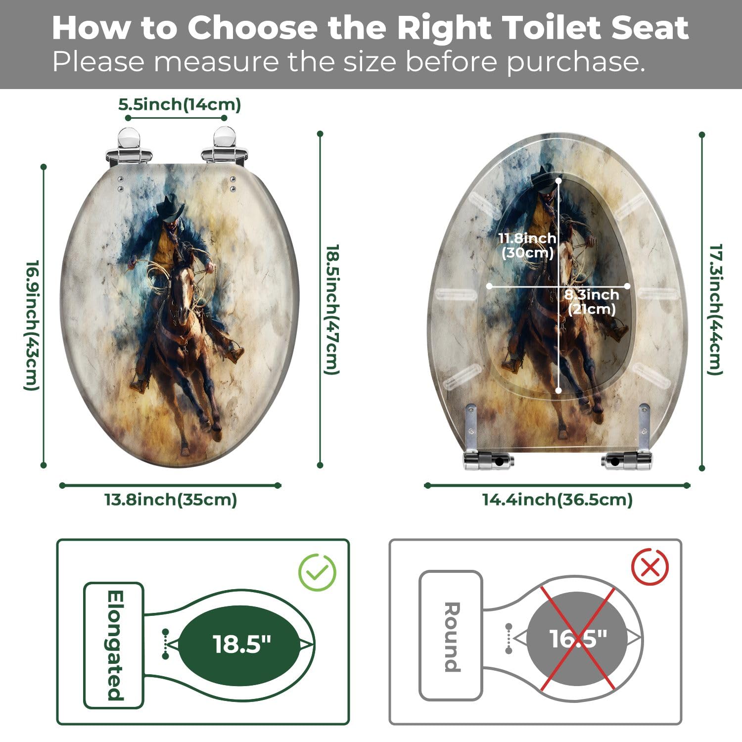 Sedile WC allungato generico con chiusura ammortizzata, facile da pulire,