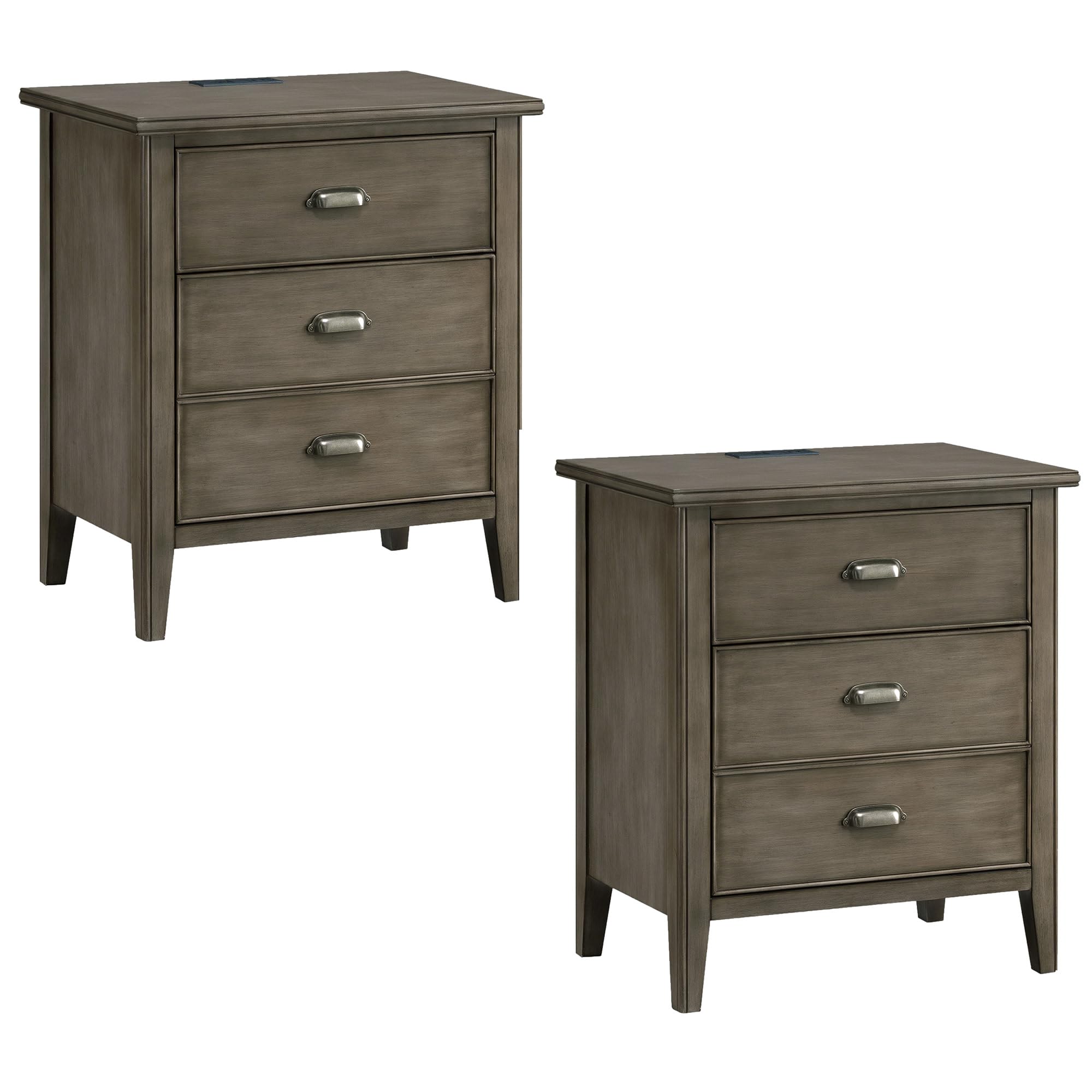 Leick Home Laurent-Comodino, Confezione da 2, Colore: Grigio Fumo, Legno