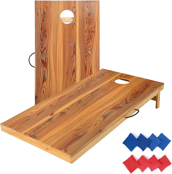 TIANNBU Wood Cornhole Set Regulation Size 4 x 2 Feet Cornhole Set Portable Corn Hole Board Bean Bags Toss Game, 8 Bean Bags All Weather Indoor and Outdoor