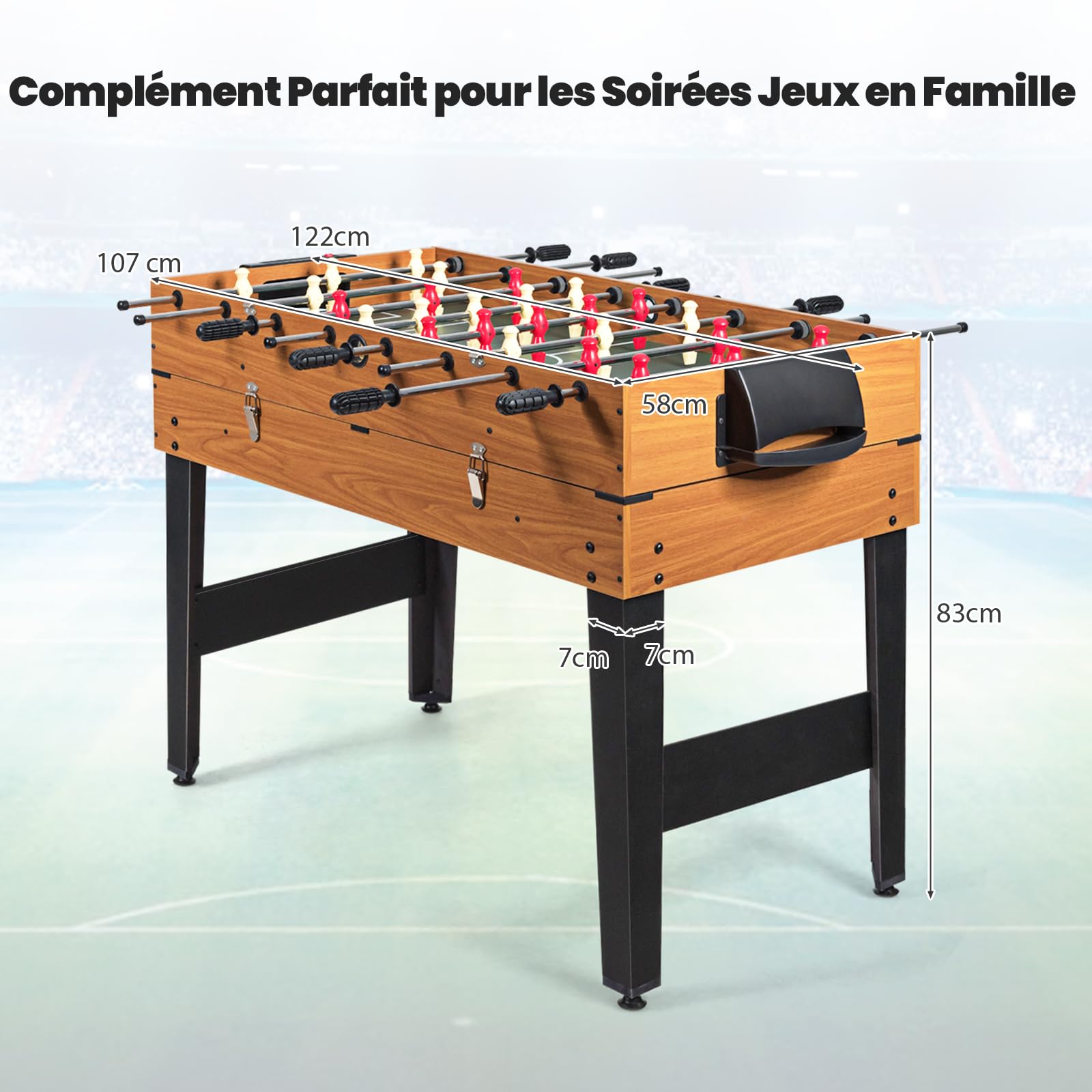 COSTWAY 3 en 1 Table de Baby-Foot avec 26 Joueurs & Hockey & Billard, Table de Jeu Empilable avec Marqueur & Accessoires Riches, Patins Antidérapants, Jouet d'arcade pour Fête Bar Salle de Jeux