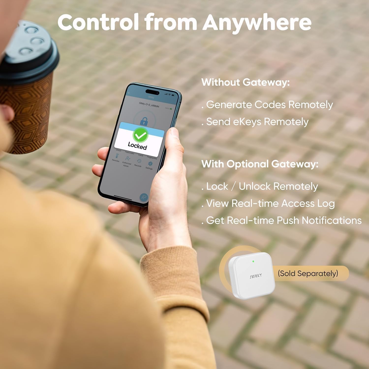 [Tastenfeld Fingerabdruck Riegel Smart Lock] Sifely Digitales Türschloss mit Code Passcode, Automatischer schlüsselloser Eingang Elektronischer Riegel für Haustüren, Häuser, Wohnungen (Silber)