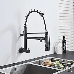 TINICO Torneira de Cozinha Gourmet,Aço Inoxidável Água Fria Única Com Misturador de Extraível,Bicos Duplos Torneira de Parede,Rotação 360,Preto