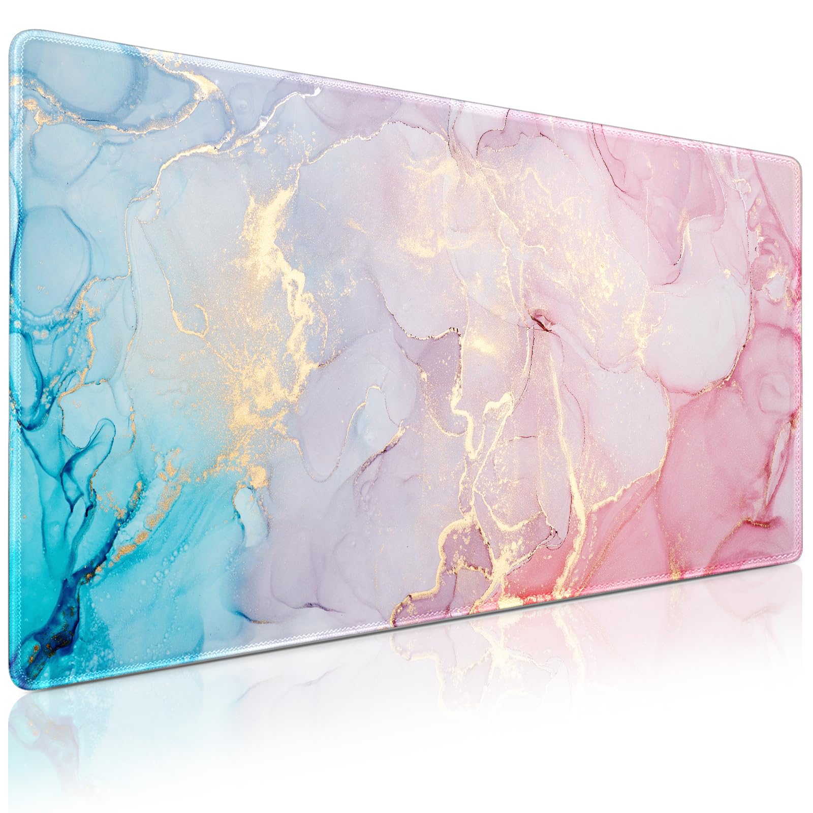 Large Mouse Mat,Gaming Mouse Pad,900X400mm(35.4X15.7in) XXL Mousepad,Desk Protector Mat with Anti-Slip Base,Waterproof&Durable Mousemat for Gaming,Office,Home(Pink Blue)