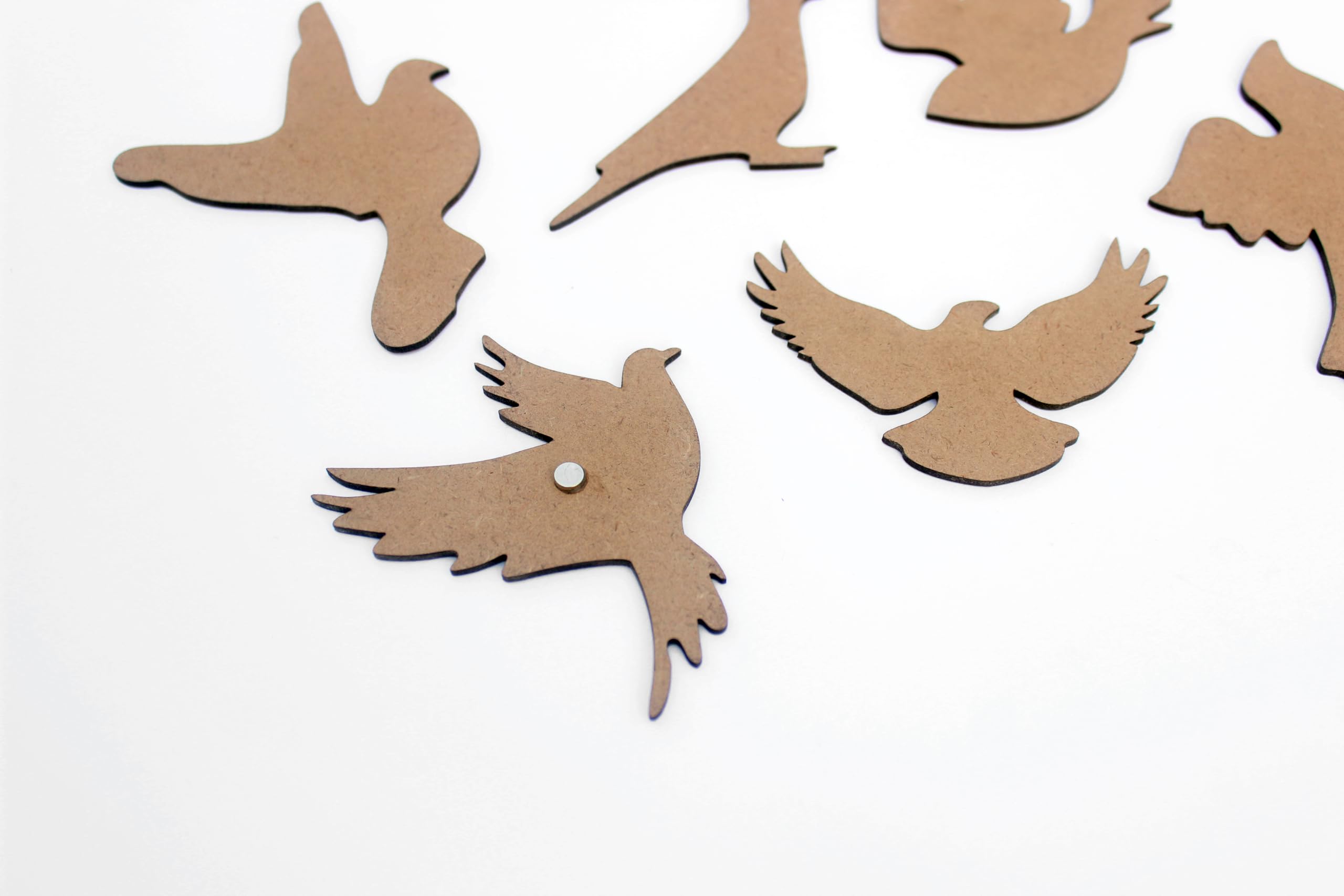 IVEI DIY magnesy dla ptaków z płyty MDF, zestaw 6 kształtów, magnesów na lodówkę, wycięcia, do malowania drewnianych arkuszy, rękodzieła, decoupage, sztuki z żywicy i dekoracji