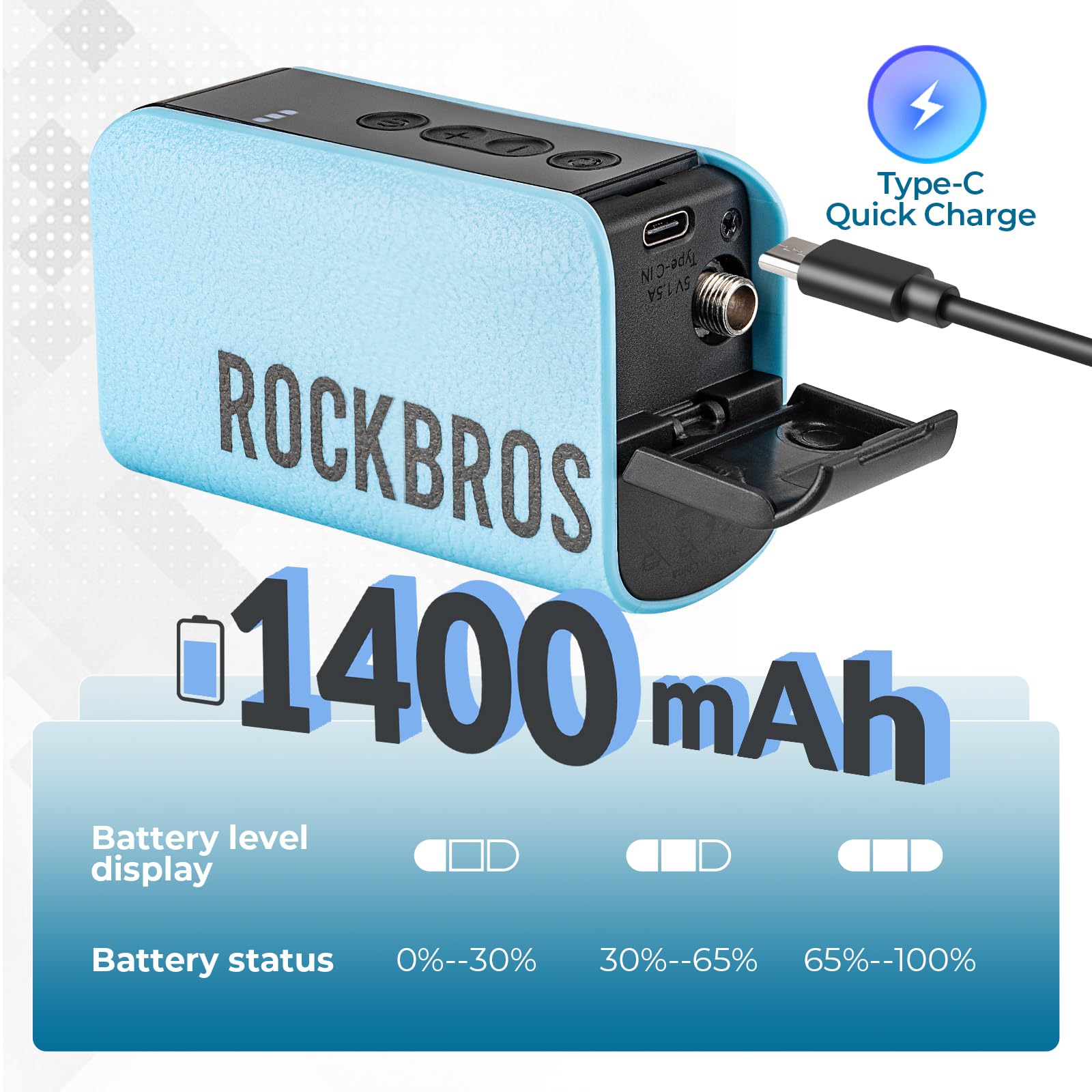 ROCKBROS Elektrische Ballpumpe Akku Luftpumpe Tragbar