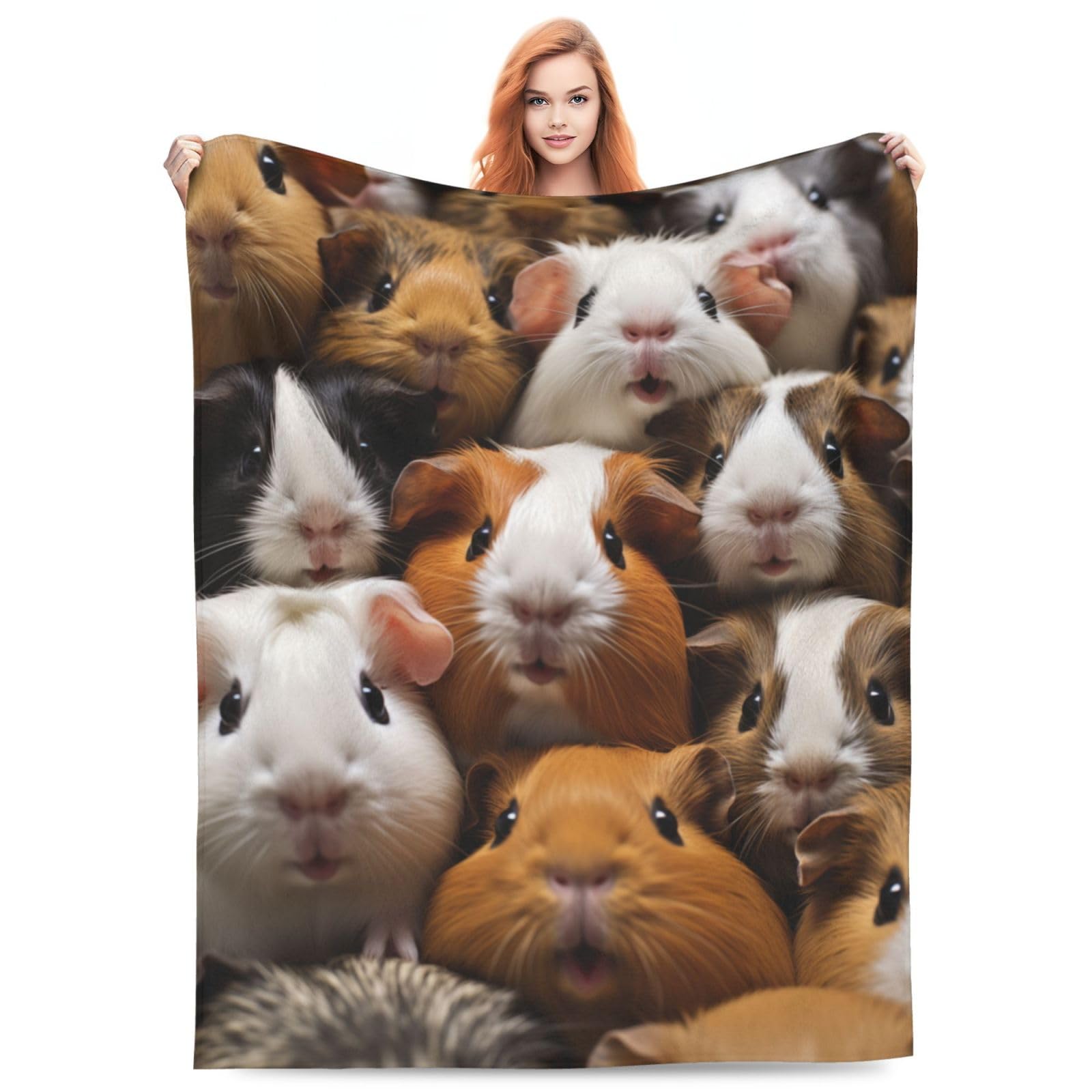 Turamurra Cute Guinea Pig Blanket Gifts for Kids,Funny Guinea Pigs Pet Print Throw Blanket,Soft Flannel Plush Quilt for Bedding Sofa Couch Chair Room