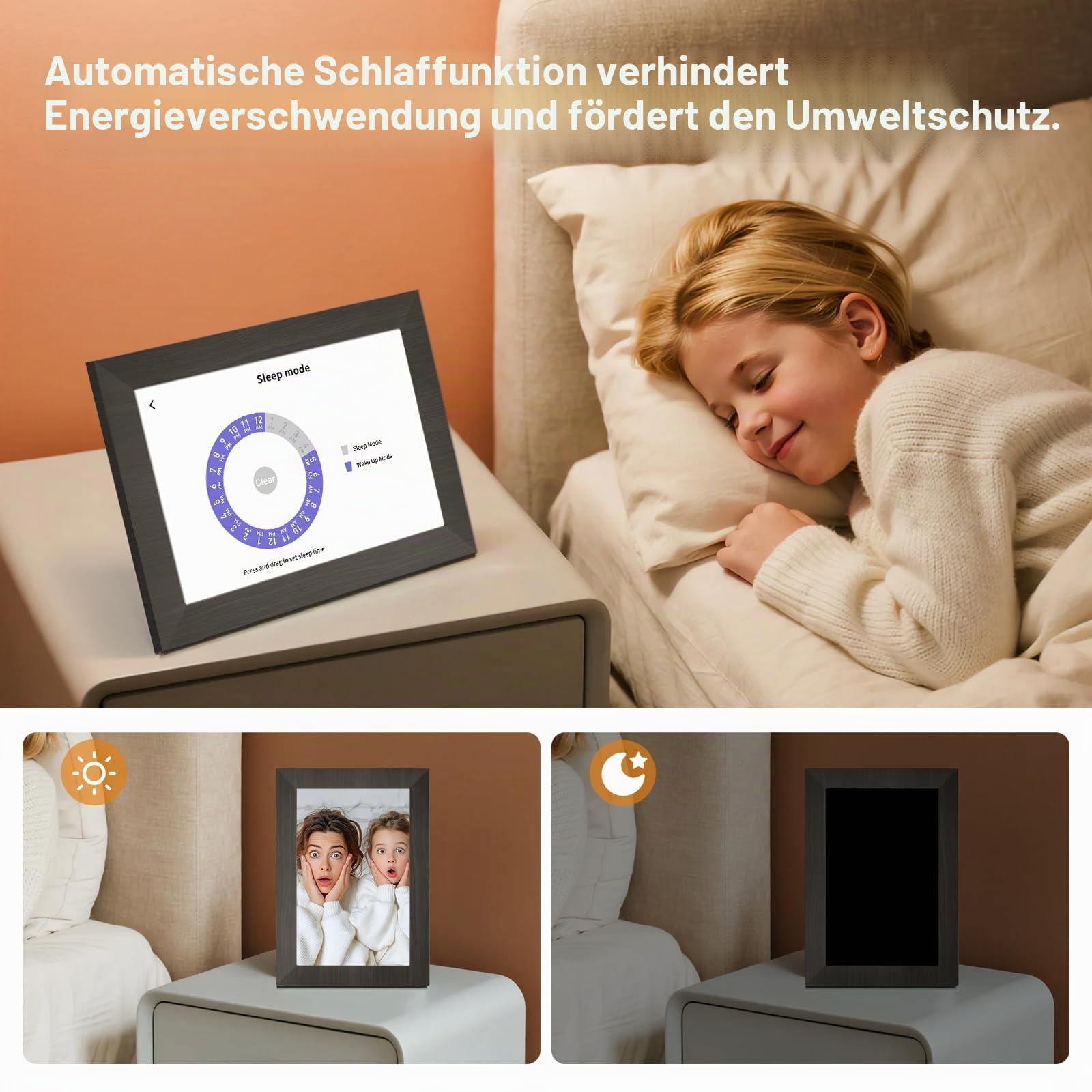 Digitaler Bilderrahmen 10 Zoll, WiFi Digitaler Bilderrahmen Eingebauter 32 GB Speicher, Elektronischer Rahmen mit IPS-Touchscreen, Auto-Rotate, Einfaches Teilen von Fotos oder Videos per App