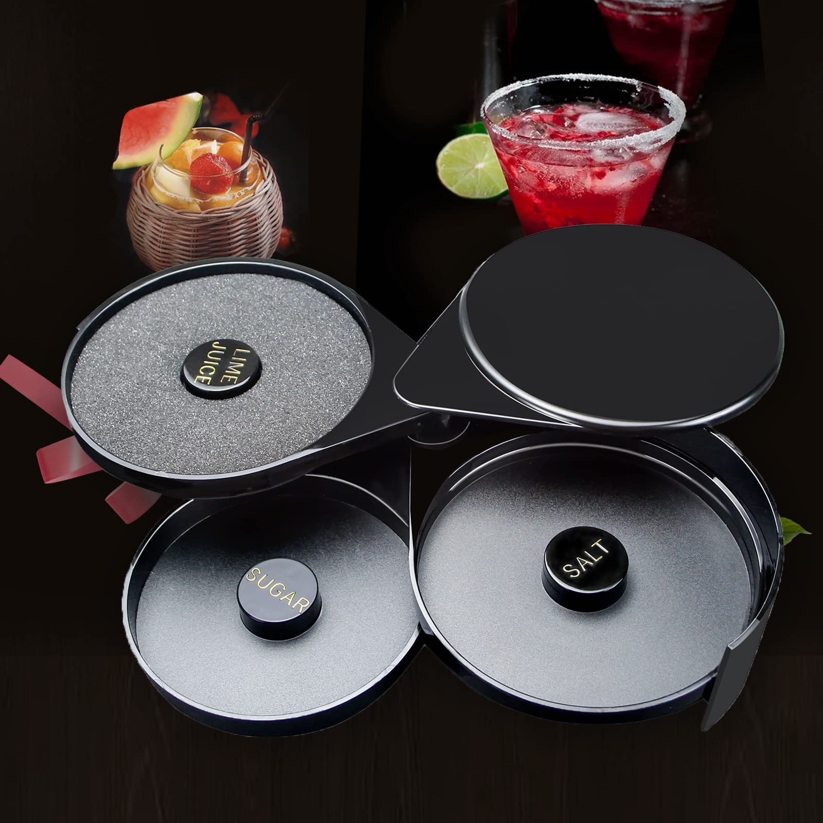 Cocktail Rimmer Set Margarita Gift Set Margarita Salt & Sugar Rimmer Set - 3 Compartment ...