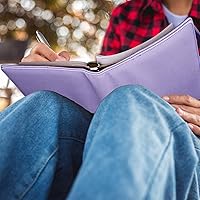 Vista 5 de Antner Carpeta A5 de piel sintética de 6 anillas, para papel de relleno A5, planificador personal A5, carpeta de presupuesto recargable con cierre