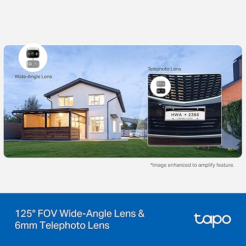 Miniatura 3 de Tapo Cámara de seguridad 2K 3MP para interiores y exteriores con doble lente panorámicainclinación, gran angular de 125 + telefoto de 0.236 in,