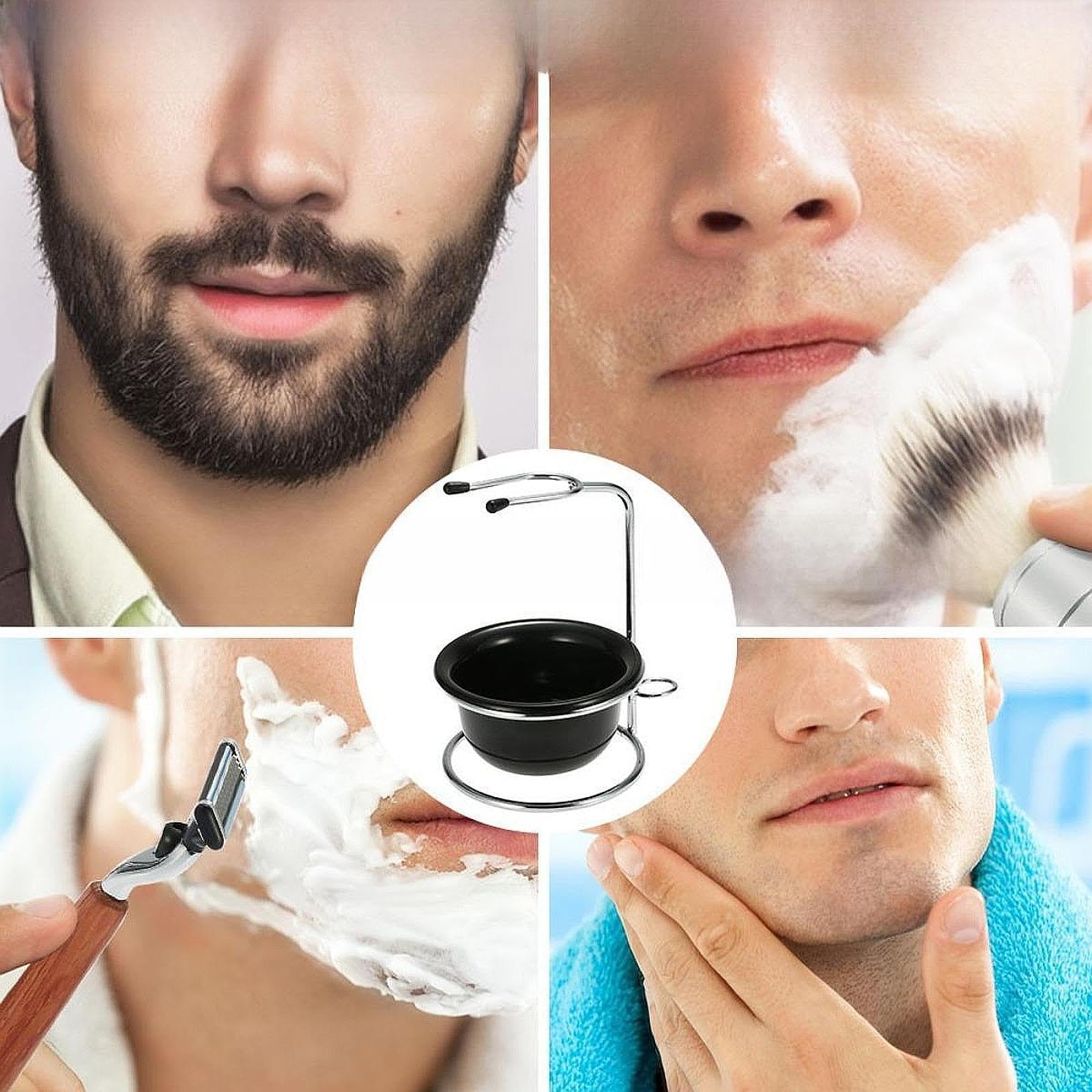 Set di 5 ciotole da barba in acciaio inox, per marito, fidanzato, uomo, nero