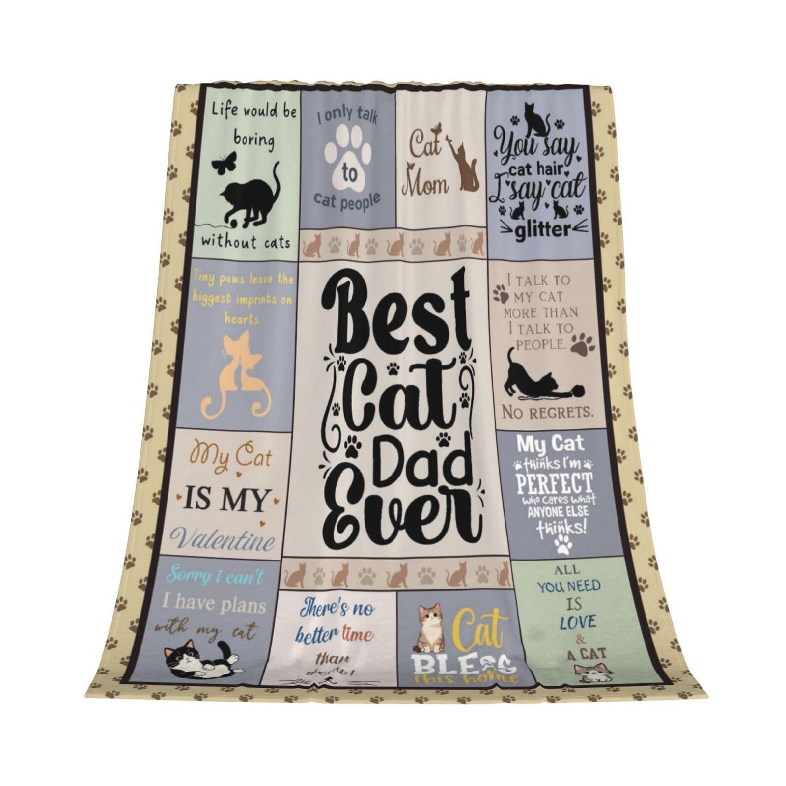 GardEssere Cat Blanket Cat Lover Gifts for Men Best Cat Dad Throw Blankets for Kids Adults Funny Soft Warm Throws for Bedding Sofa Birthday Christmas Father’s Day 100x130 CM — image 1