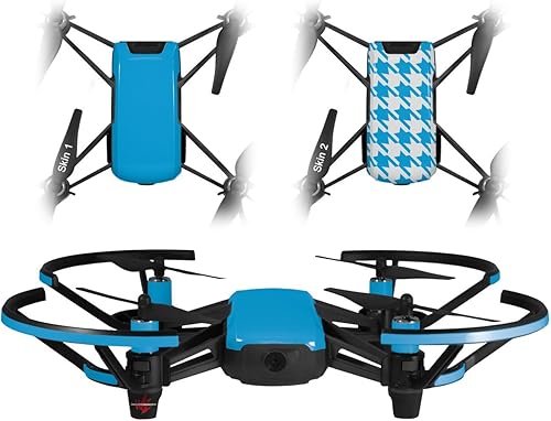 Skin Decal Wrap 2 Pack for DJI Ryze Tello Drone Solids Collection Blue Neon Drone NOT Included