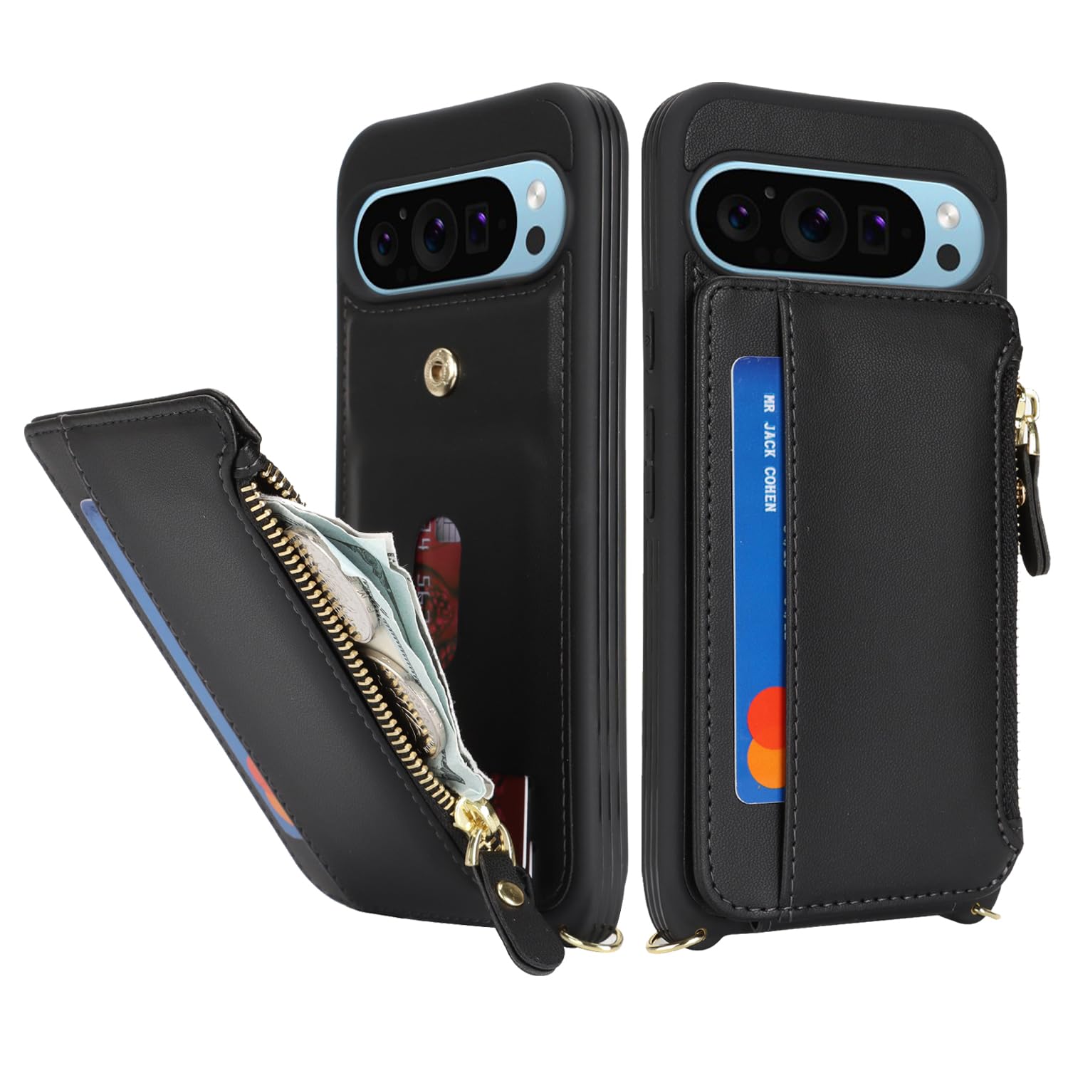 Custodia per Google Pixel 7A, con pellicola protettiva per schermo, Pixel 7A 5G, in pelle PU, con scomparto per carte di credito, funzione leggio, antiurto, per Google 7A Flip Case Cover (nero