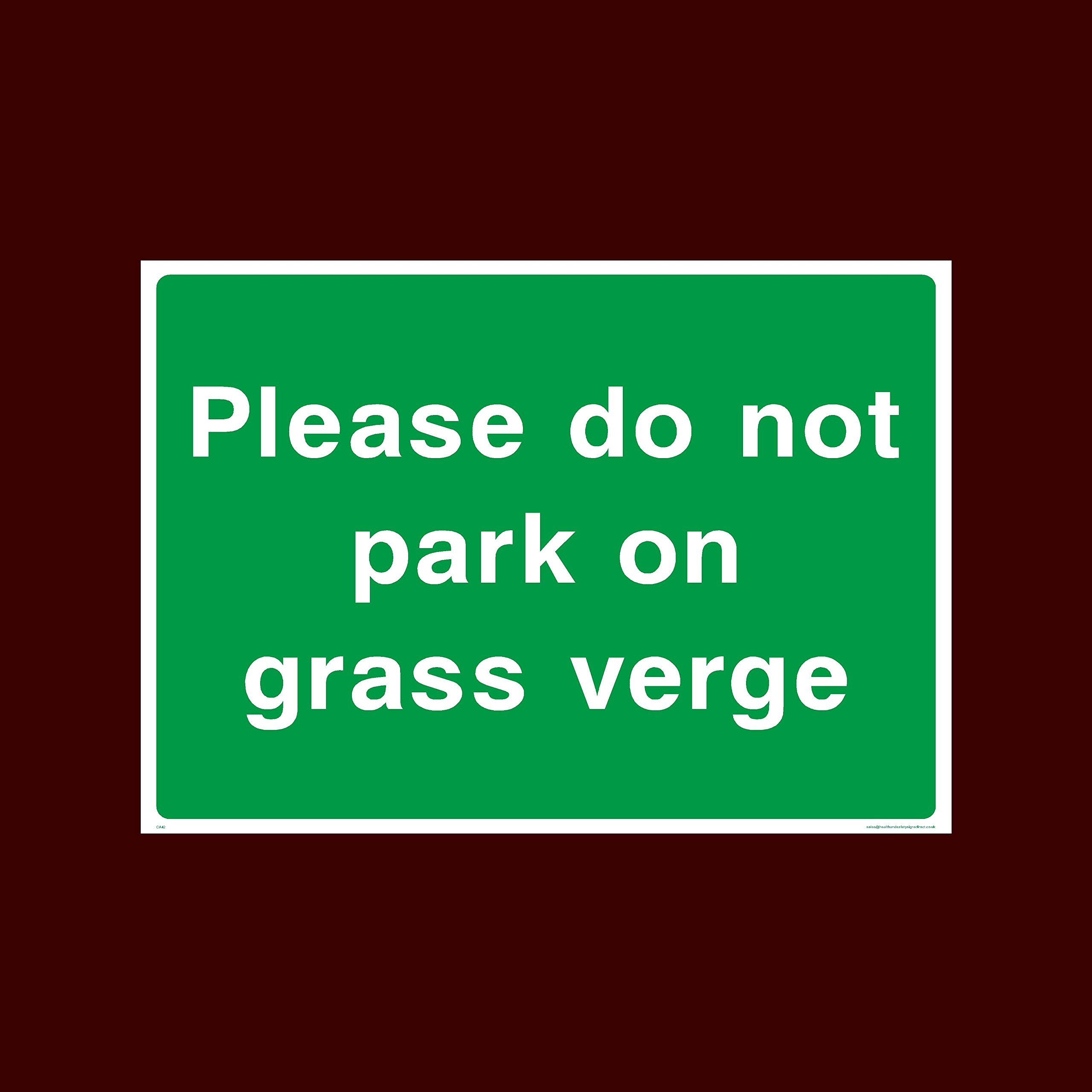 Ussp&S Green Please Do Not Park On Grass Verge Plastic Sign - Warning, Farm, Dogs, Agriculture, Cattle, Sheep, Bull - (Ca42)