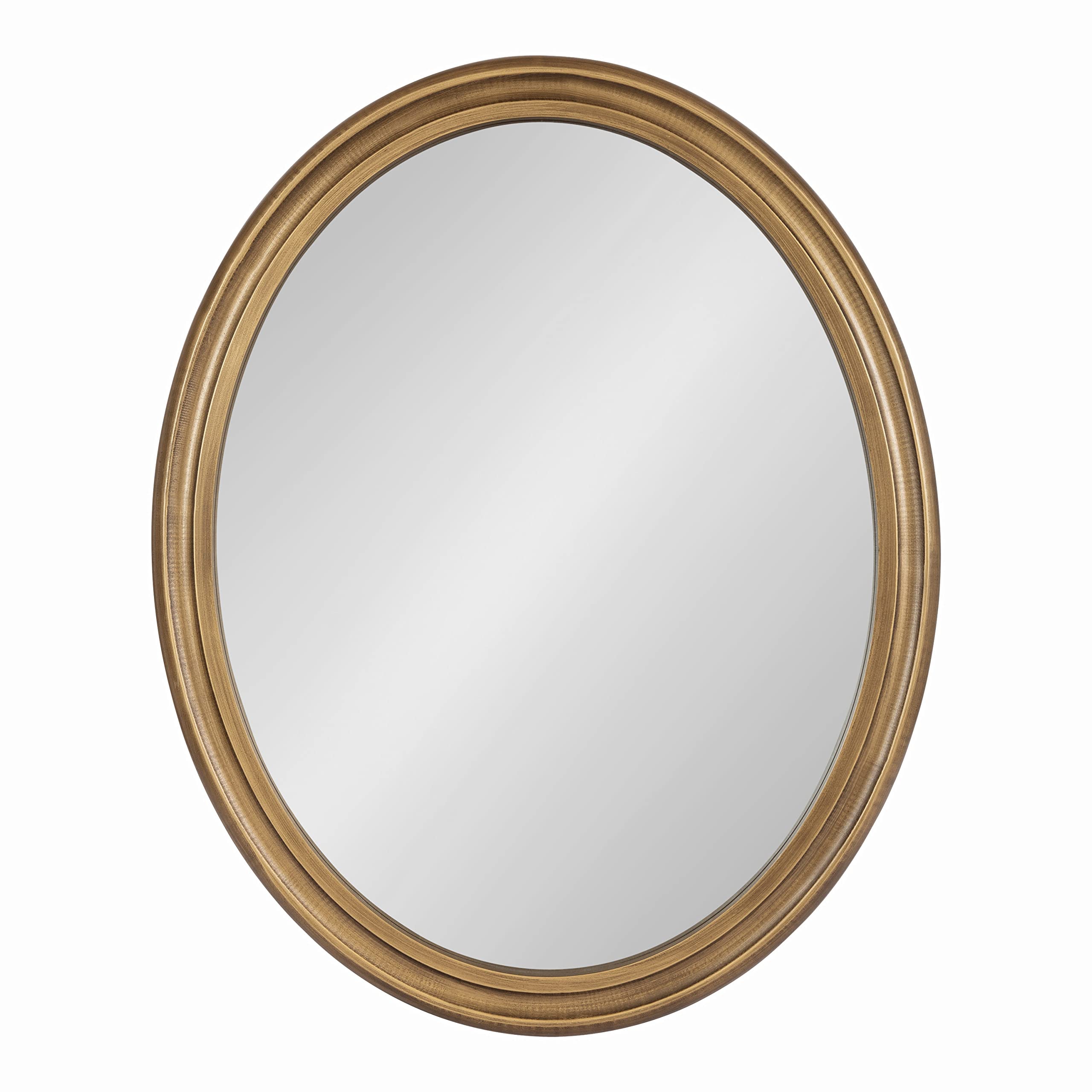 Kate and Laurel Mansell Oval Wall Mirror, 24 x 30, Antique Gold, Rustic Farmhouse Wooden Mirror with Modern Oval Shape